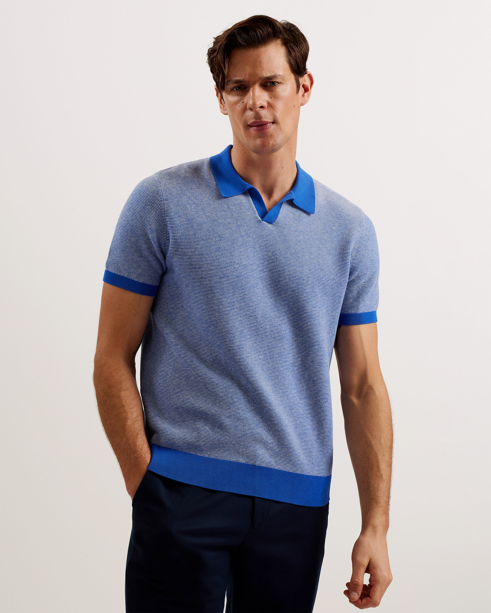 Wulder Regular SS Open Neck Polo Sky-Blue