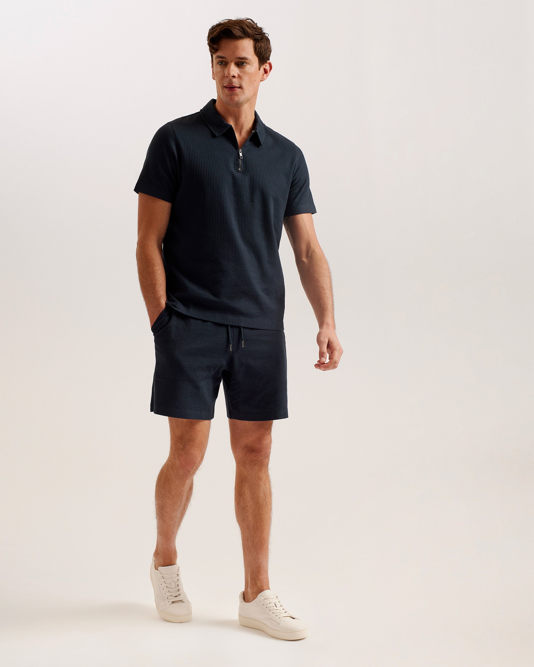 Airga Textured Jersey Shorts Navy