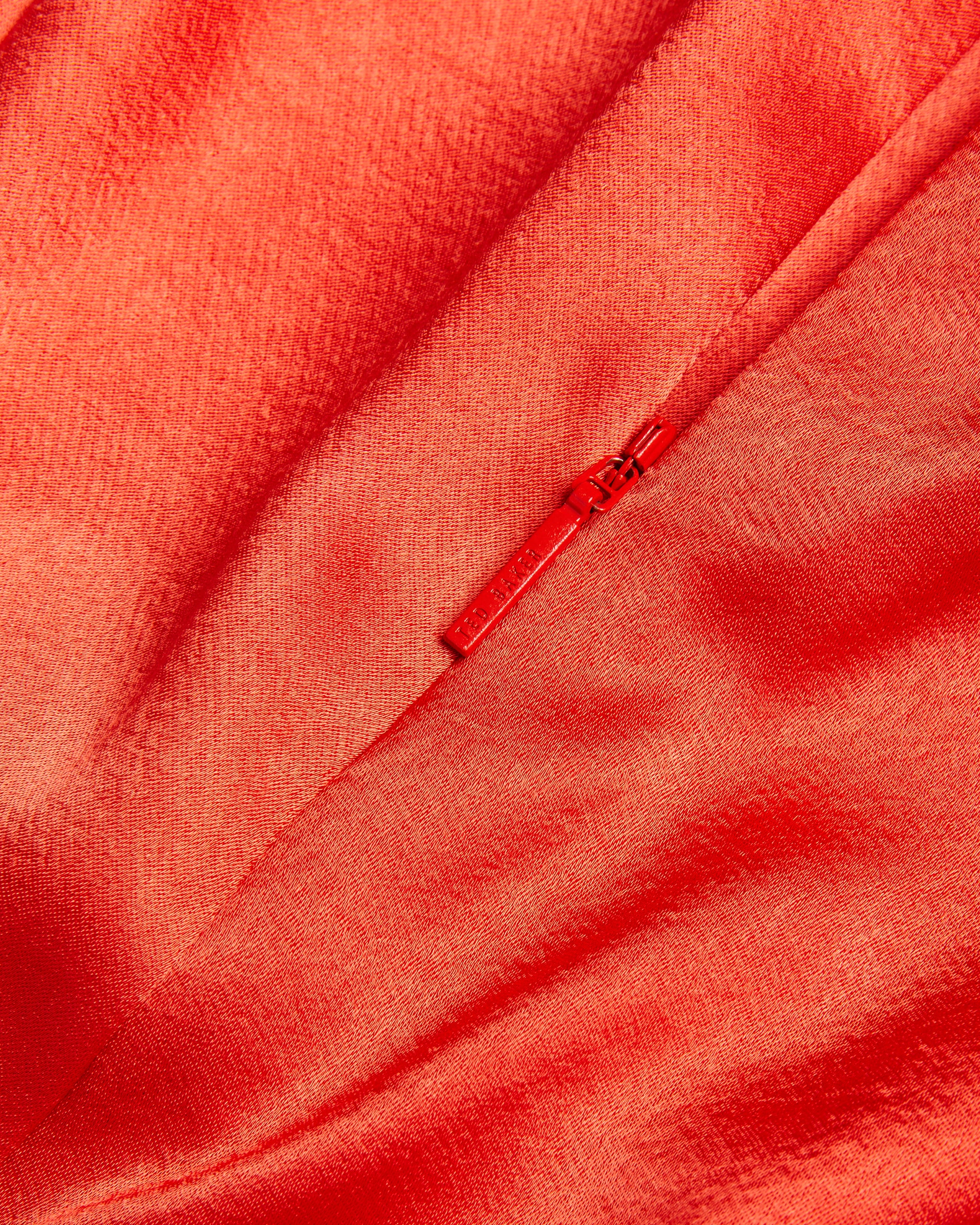 Bolsena Asymmetric Satin Midi Skirt Red