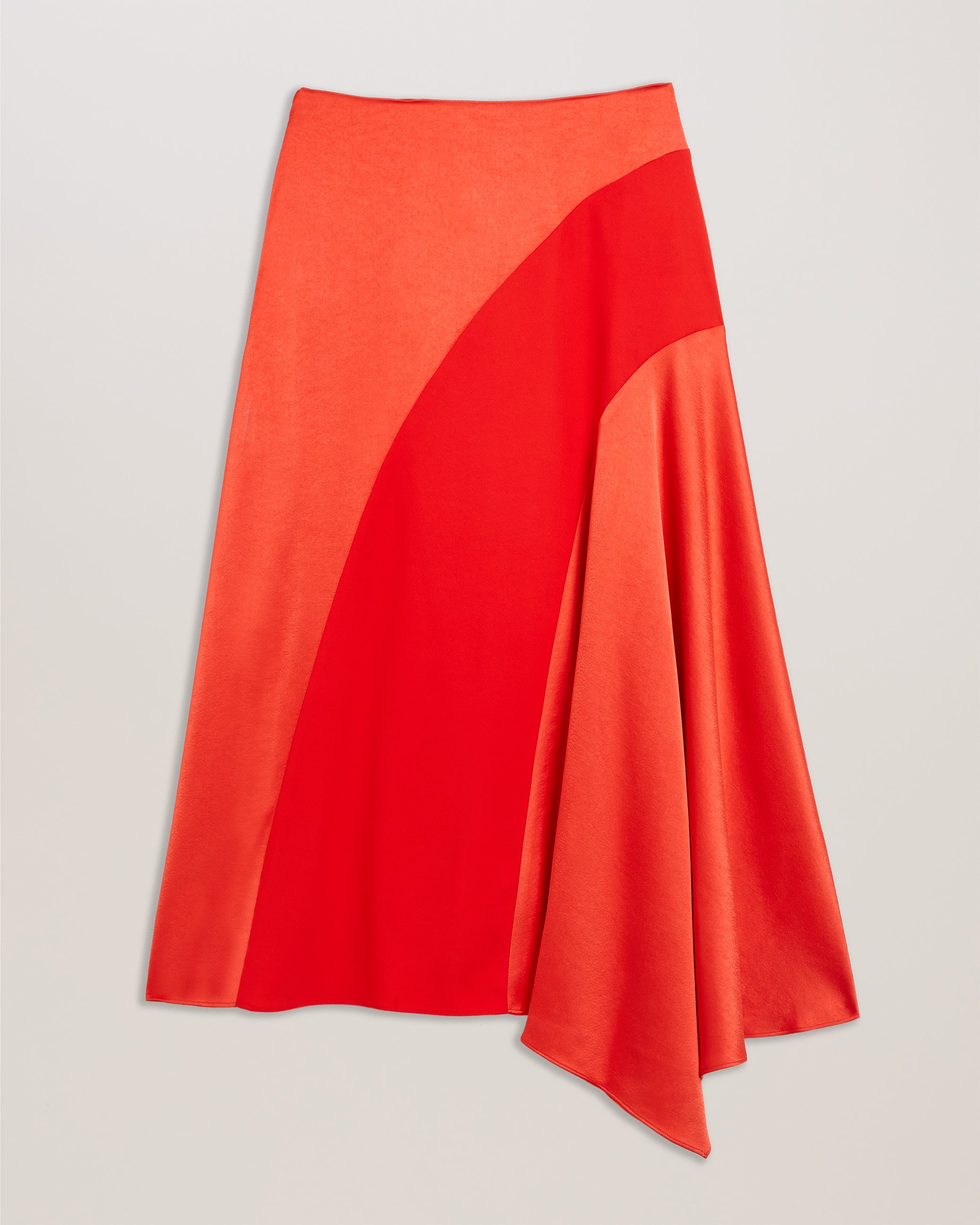 Bolsena Asymmetric Satin Midi Skirt Red