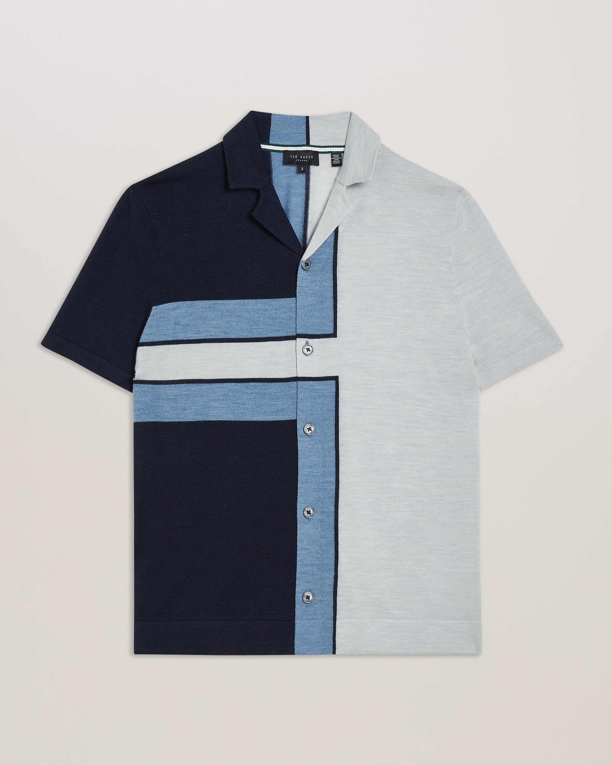 Oakals Regular Colour Block Shirt Navy