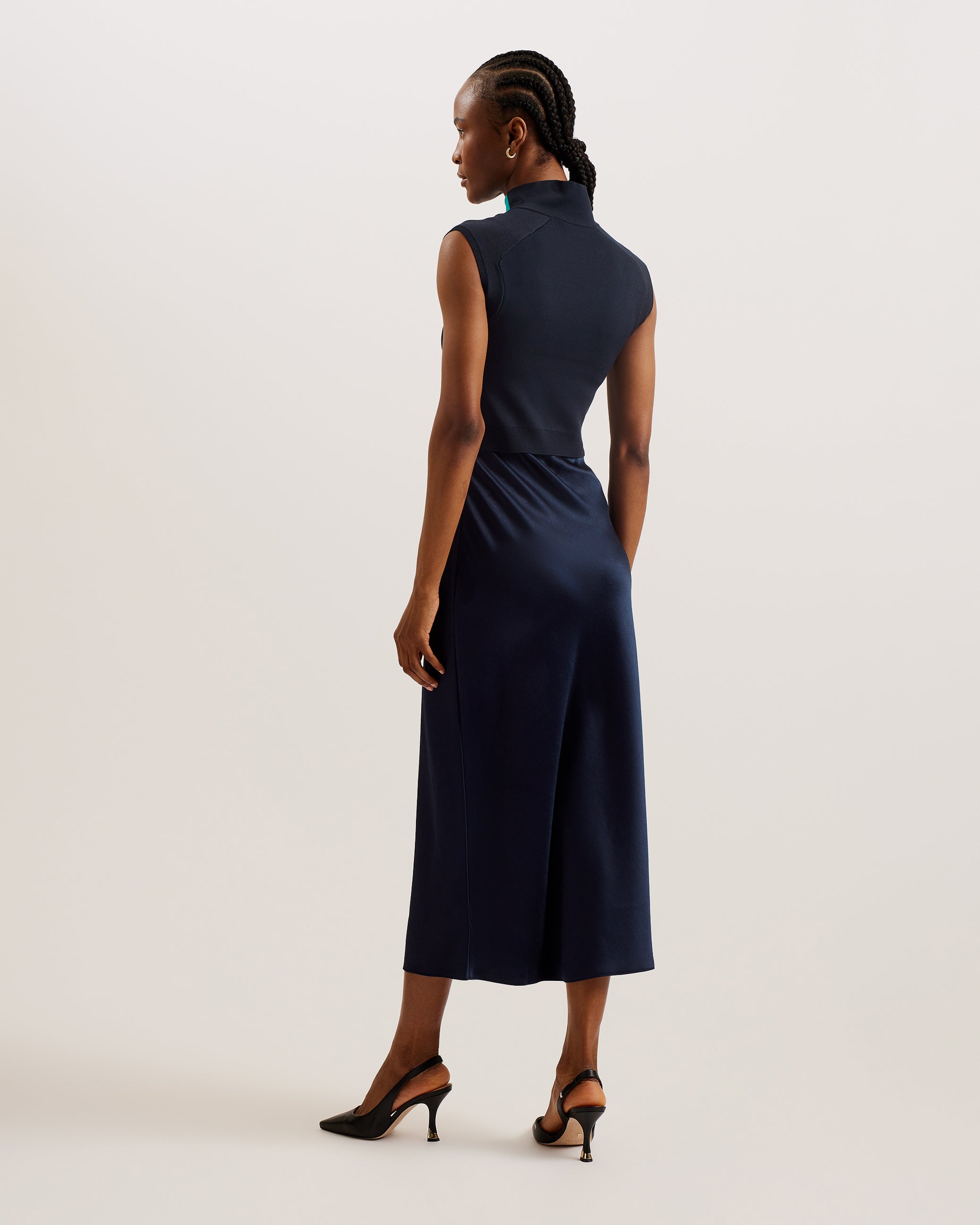 Paolla Easy Fit Twist Neck Dress Navy