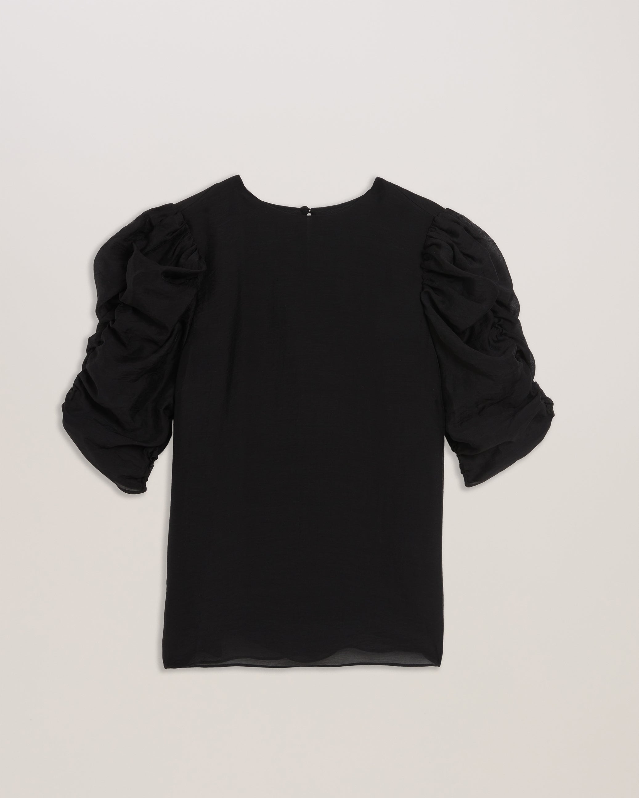 Sachiko Short Puff Sleeve Organza Top Black