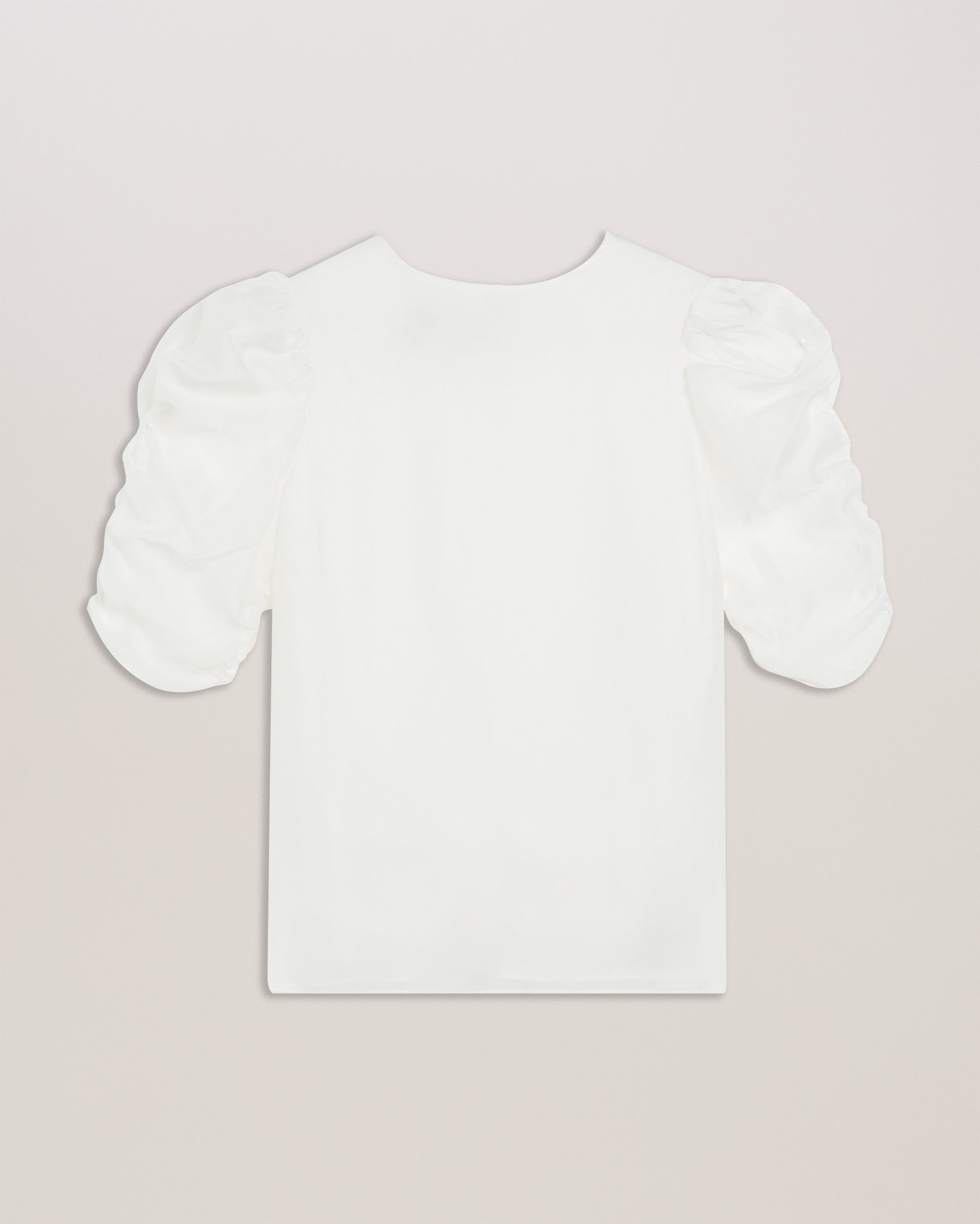 Sachiko Short Puff Sleeve Organza Top Ivory