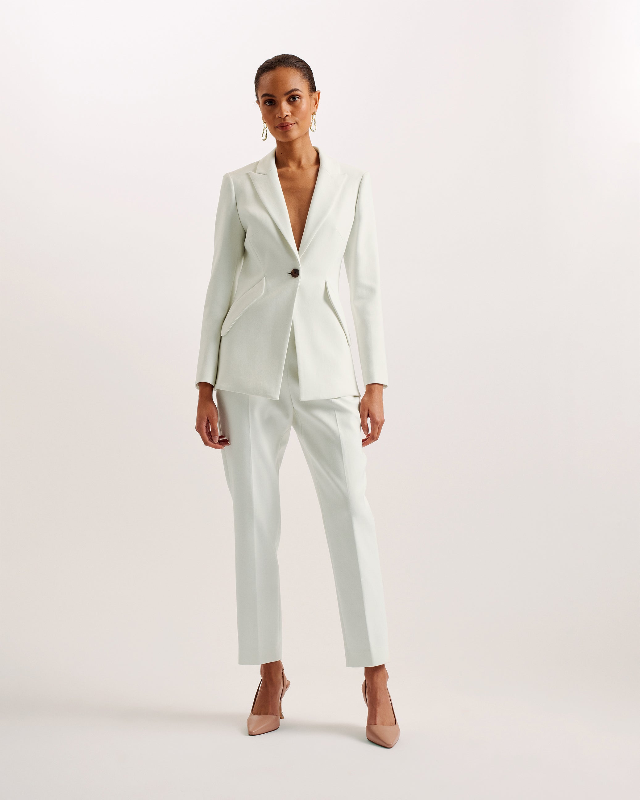 Manabu Longline Single Breasted Tailored Blazer White