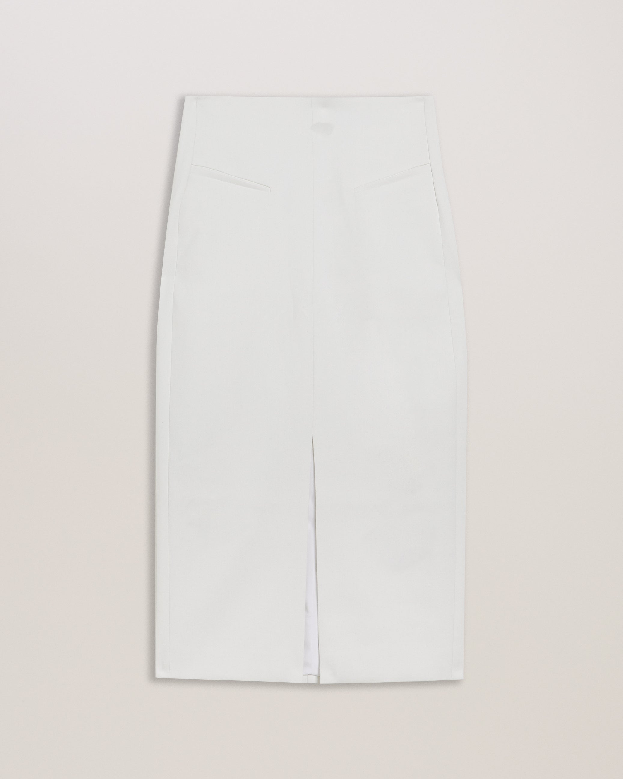 Manabus Tailored Midi Pencil Skirt With Front Split White