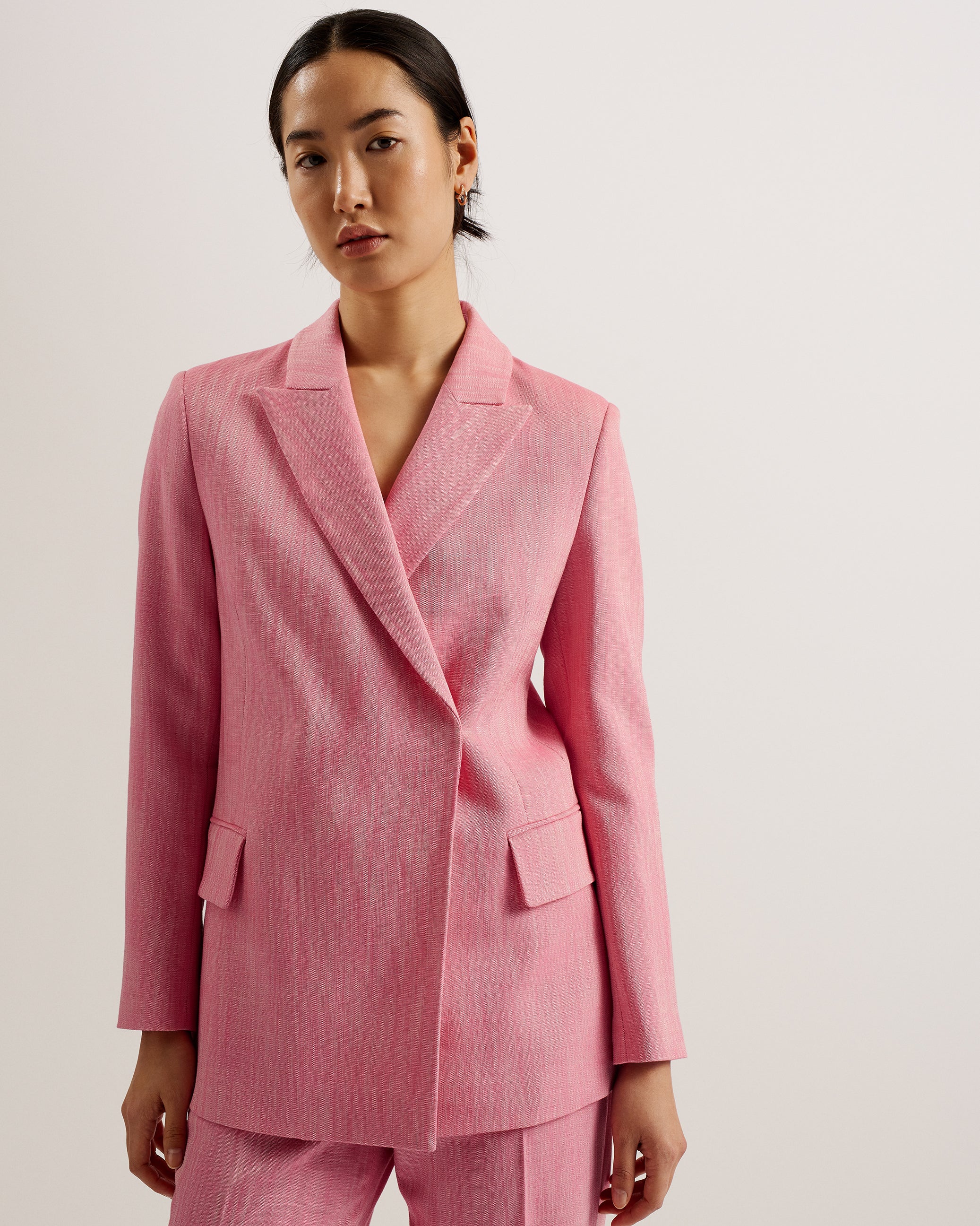 Hiroko Oversized Double Breasted Blazer Coat Pl-Pink