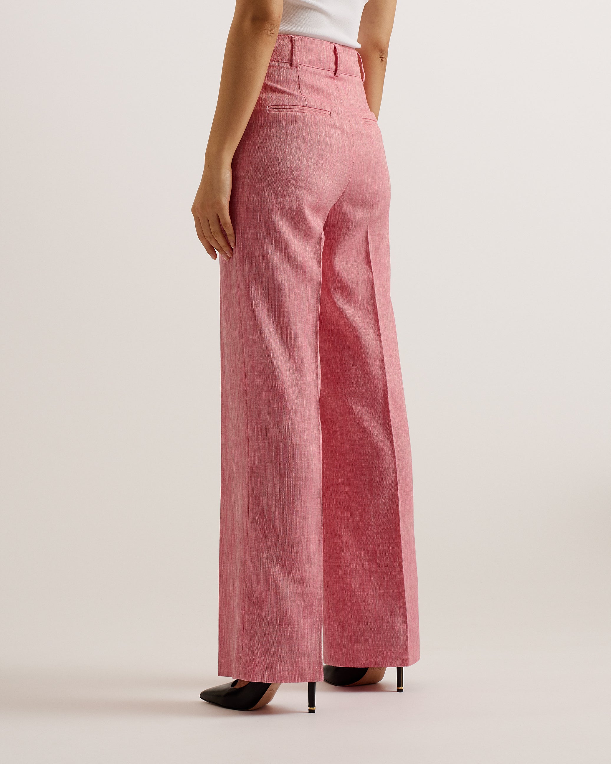 Hirokot Tailored Wide Leg Woven Trousers Pl-Pink