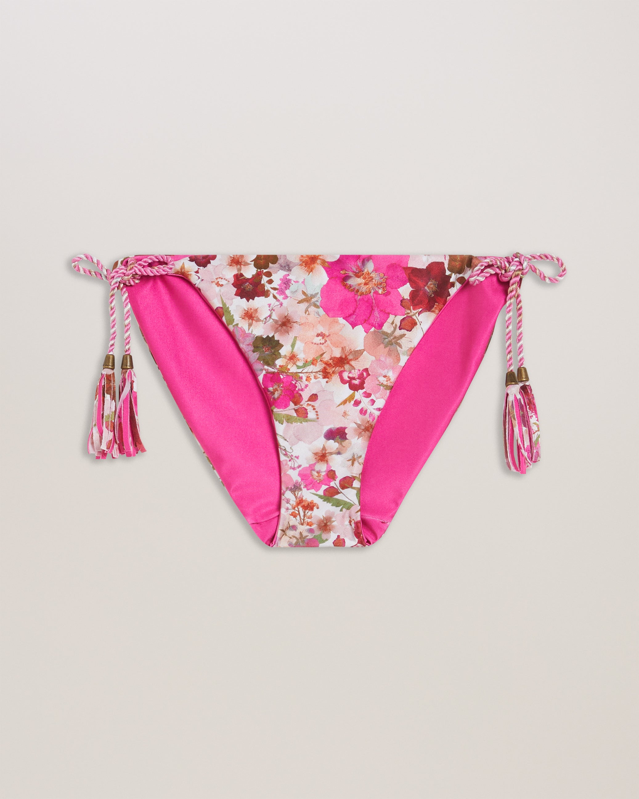 Victoaa Reversible Tie Waist Bikini Bottoms Pink