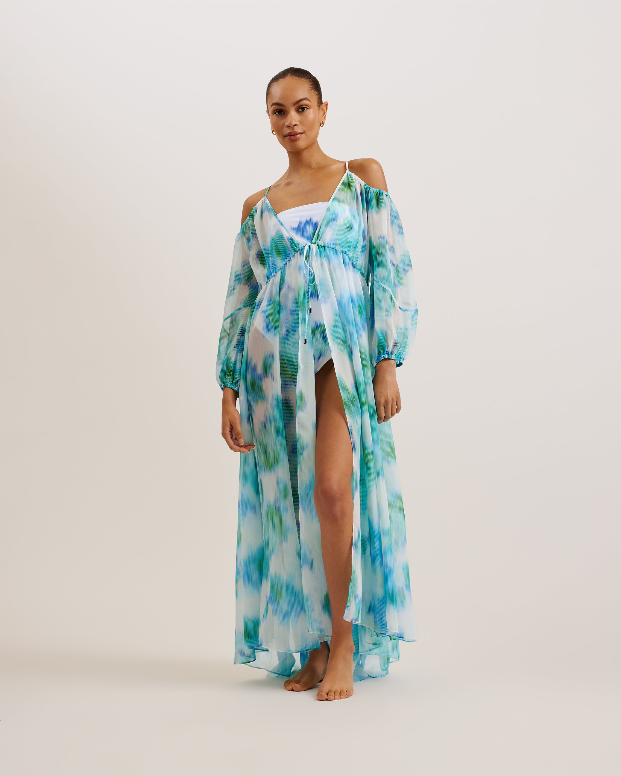 Meriann Maxi Cover Up With Cold Shoulder Ivory
