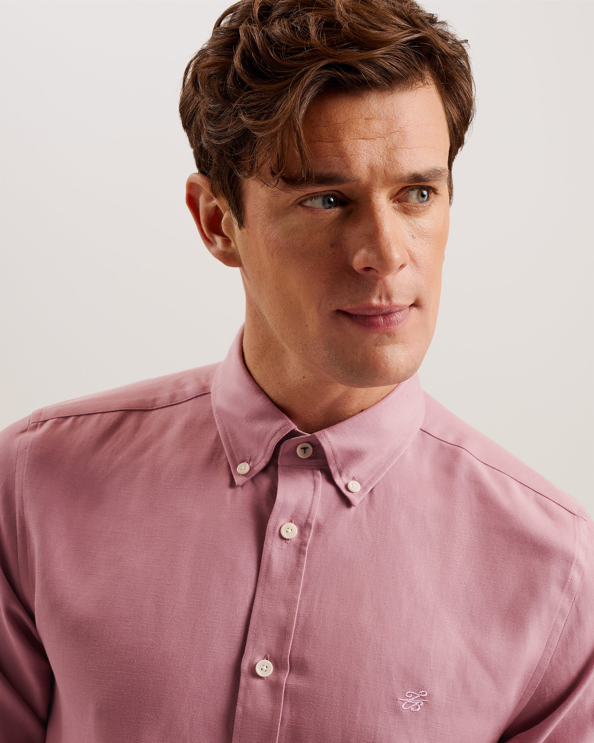 Ognon Cotton Lyocell Script Shirt Mid-Pink