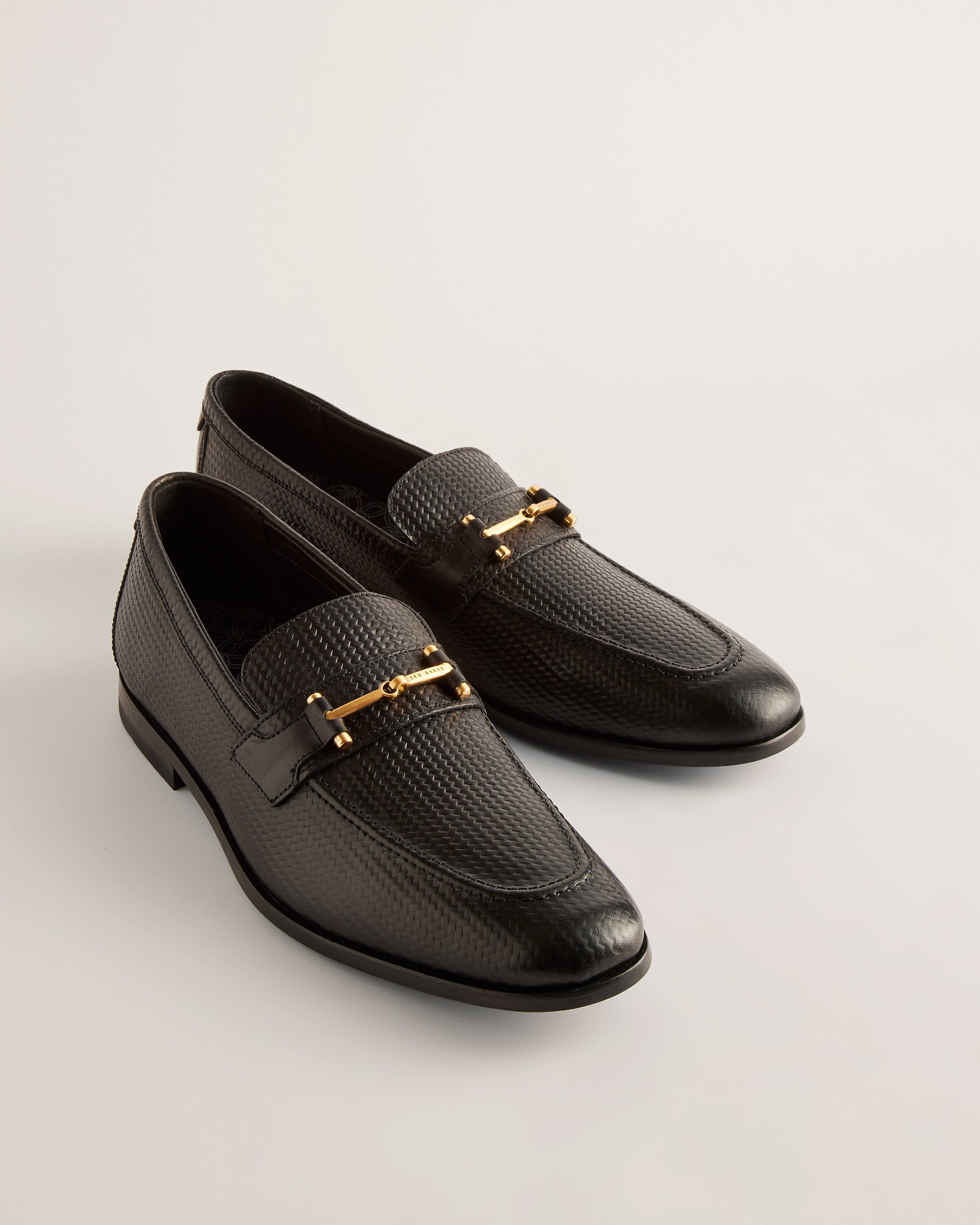 Romules Snaffle Embossed Leather Loafer Black