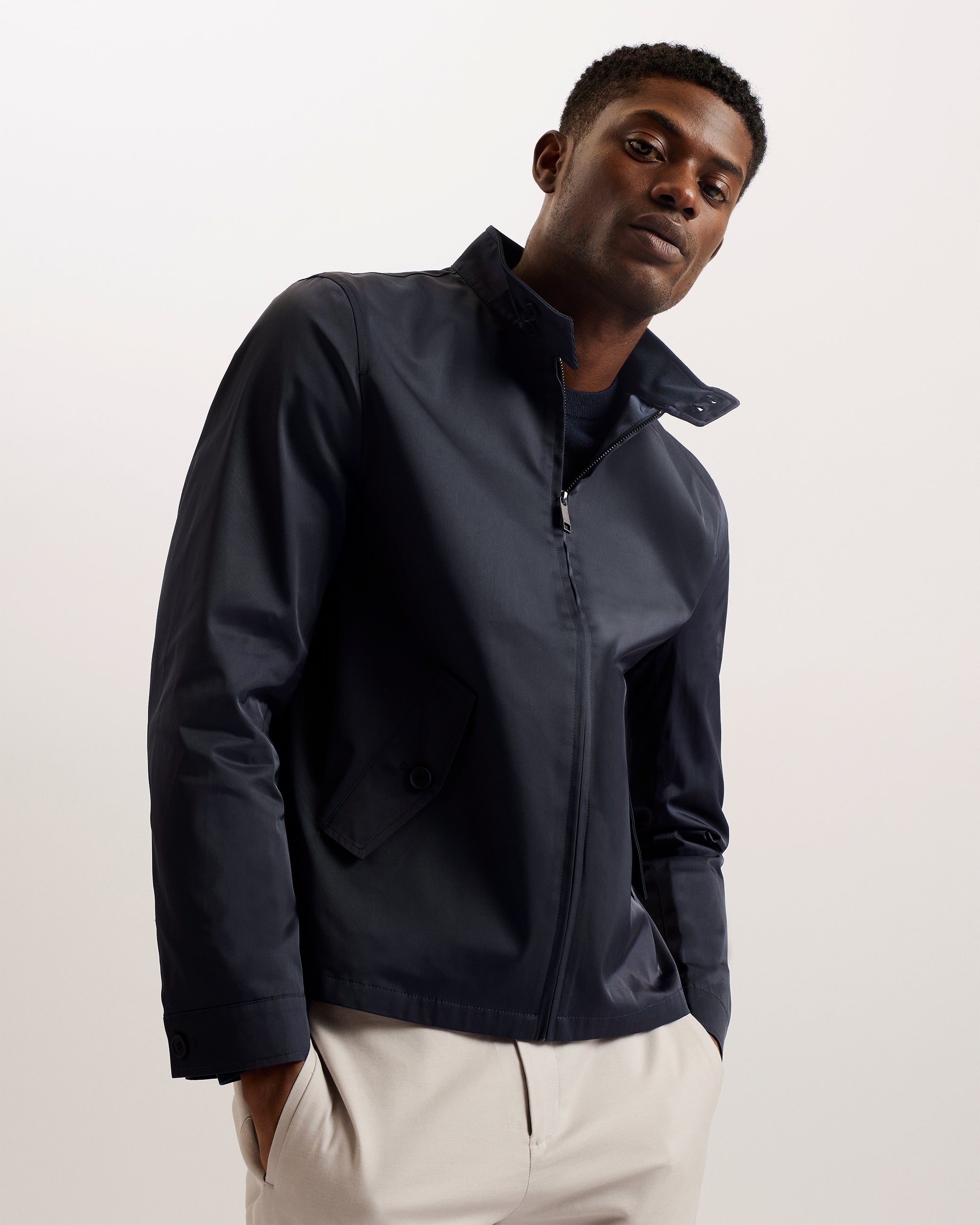 Lehurst Funnel Neck Harrington Jacket Navy