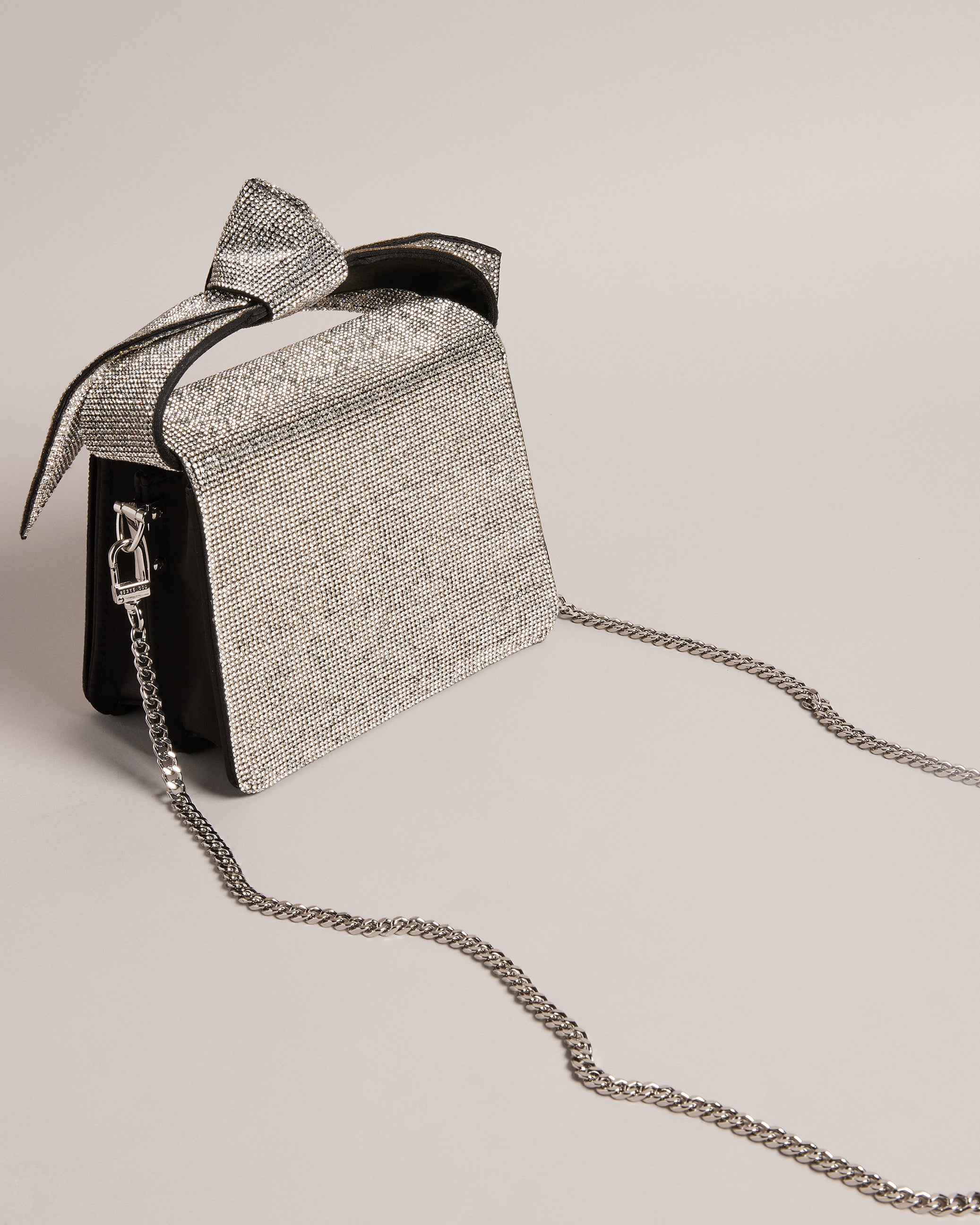 Nialisa Soft Knot Crystal Crossbody Bag Silver