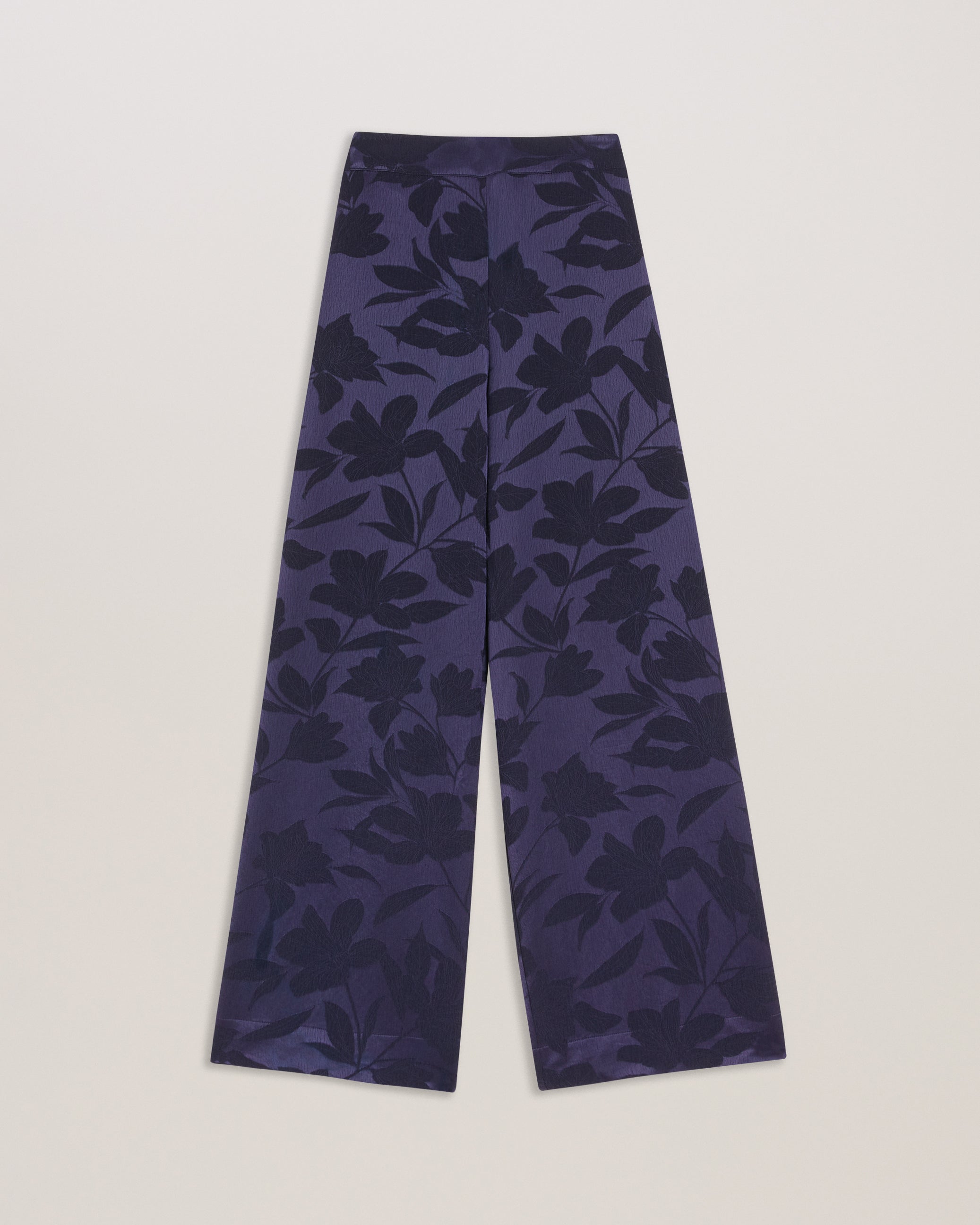 Maurah Floral Print Wide Leg Trousers Navy