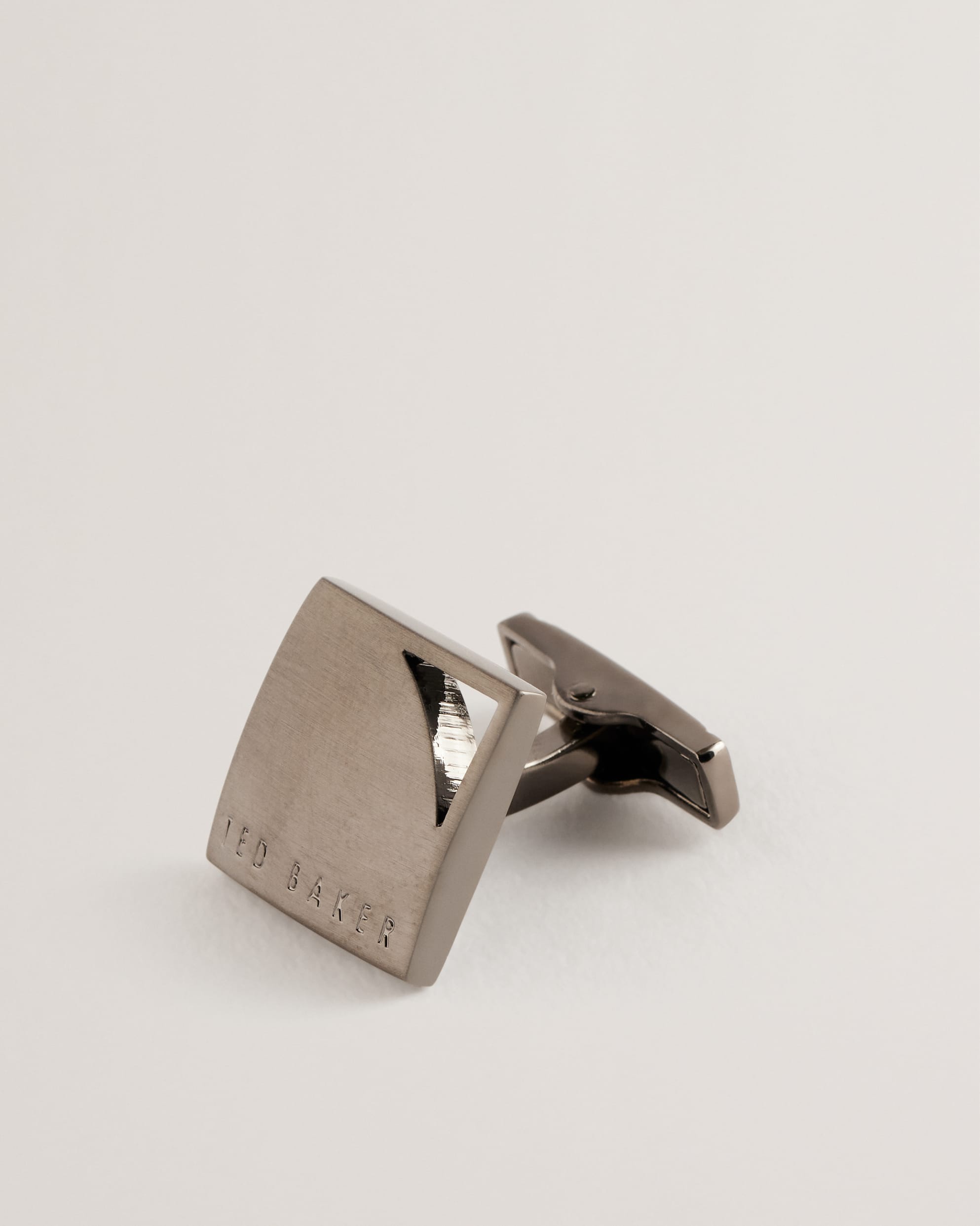 Curvin Branded Cut Out Detail Cufflinks Gunmetal