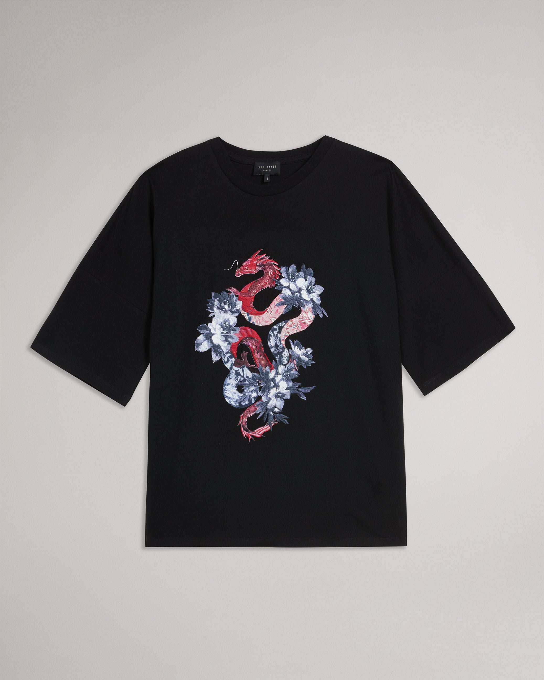 Avett Boxy Fit Dragon Graphic T-Shirt Black