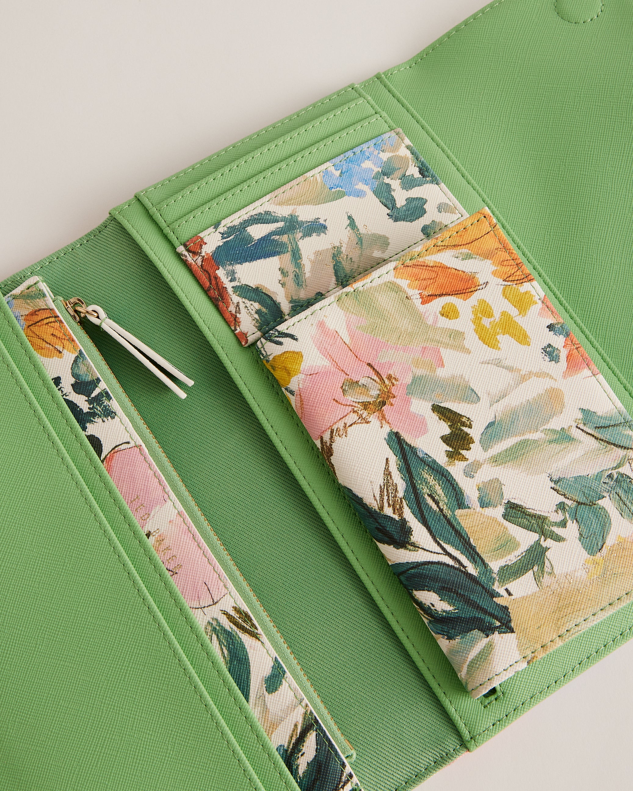 Lettaas Floral Printed Travel Wallet Cream