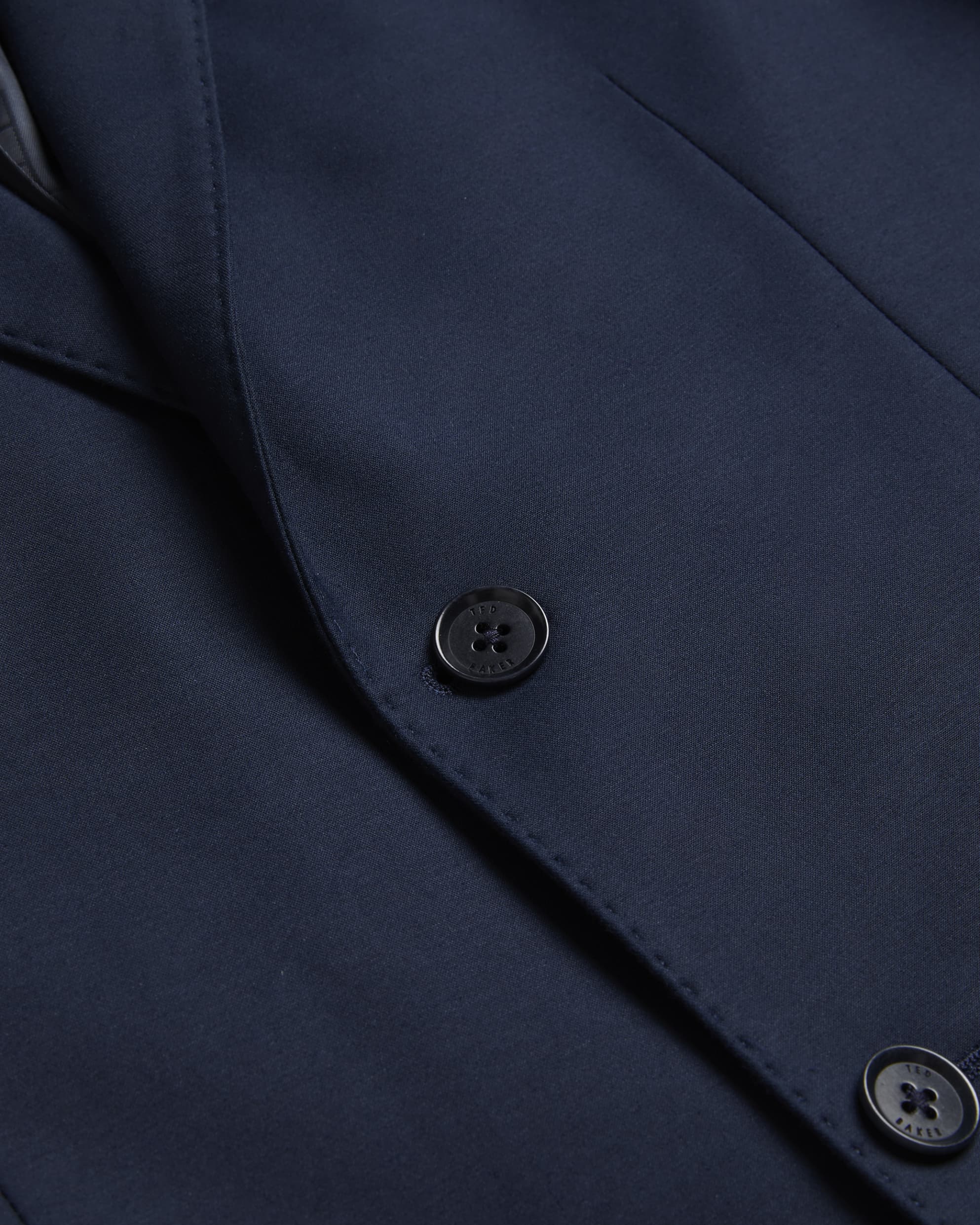 Felixj Slim Fit Stitch Detail Cotton Blazer Navy