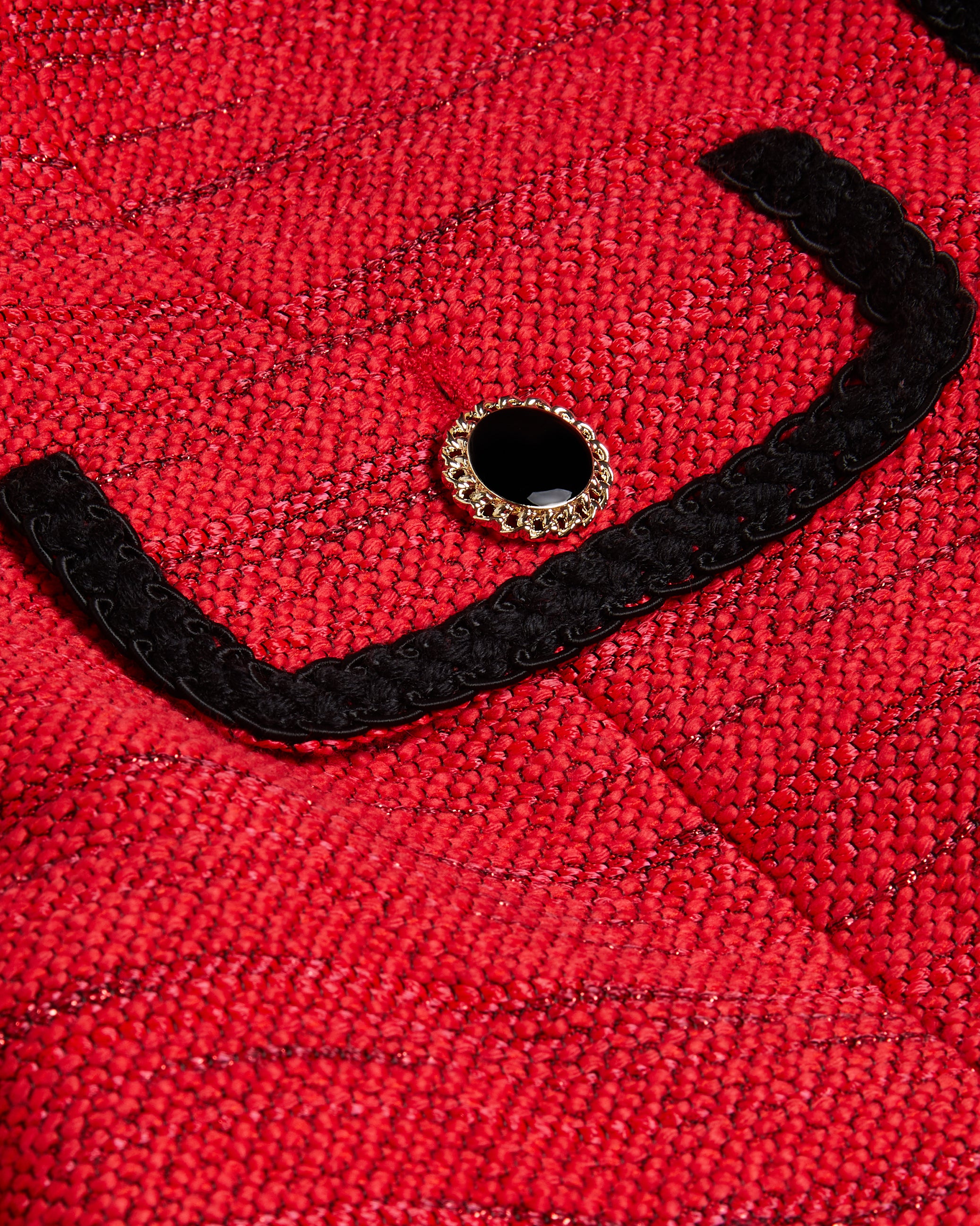 Olivan Open Front Boucle Jacket Red