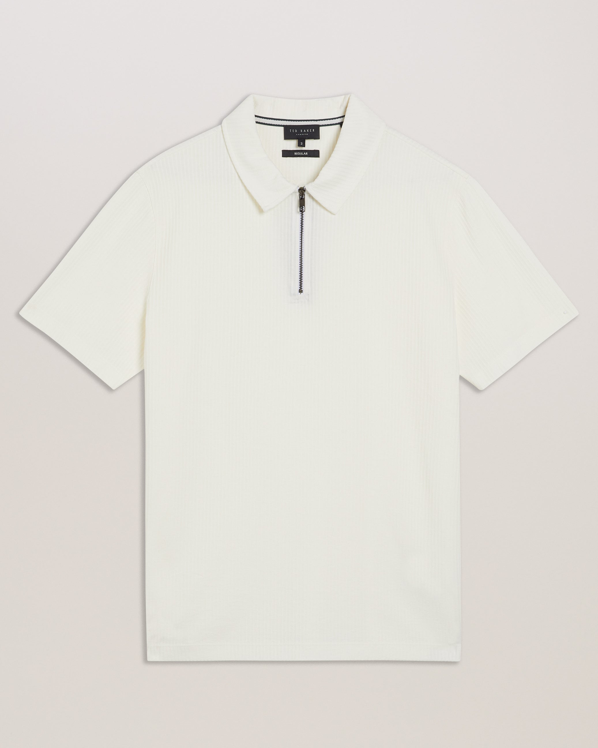 Zarkes Short Sleeve Ribbed Zip Polo Shirt White