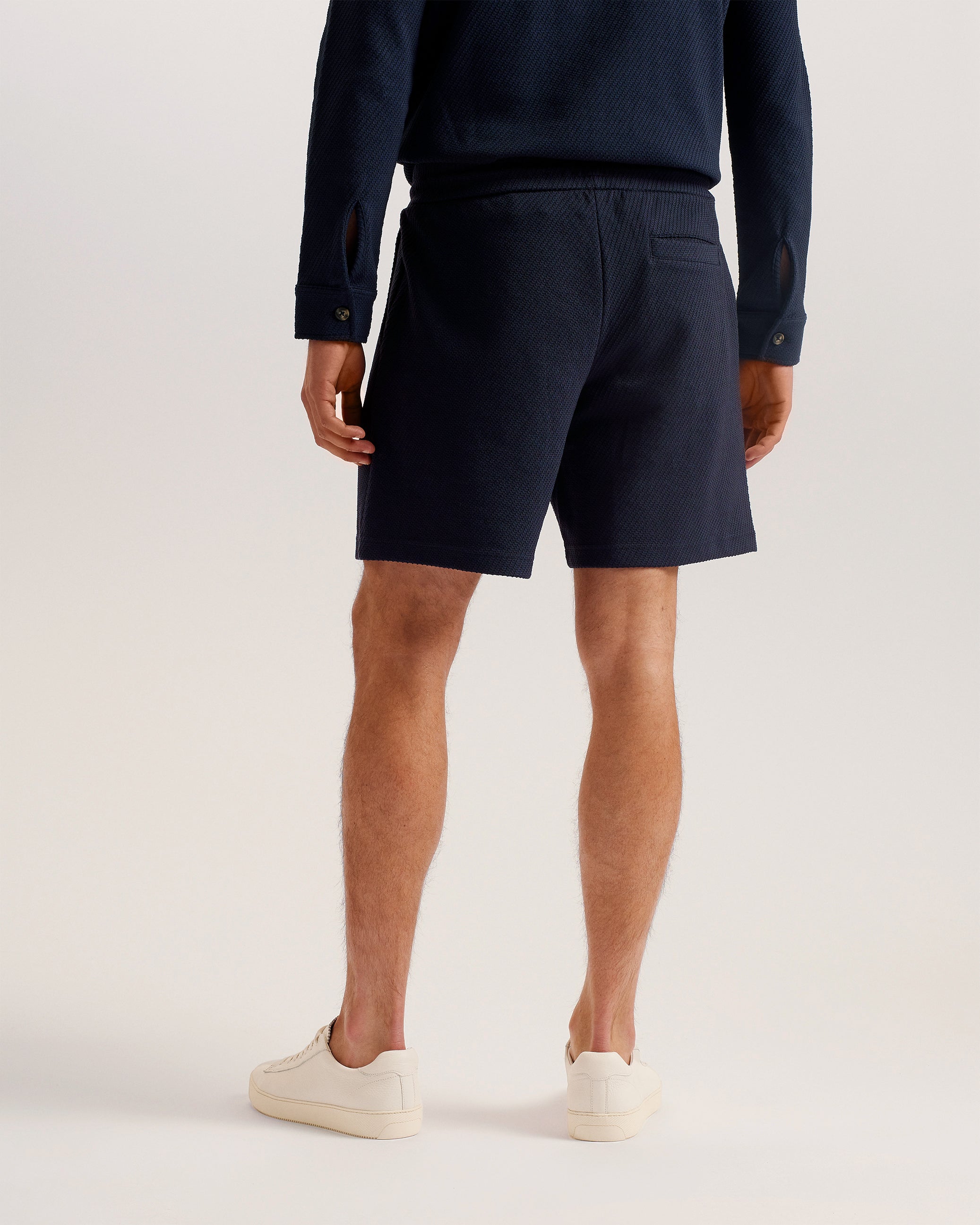 Pensho Relaxed Textured Jersey Shorts Navy