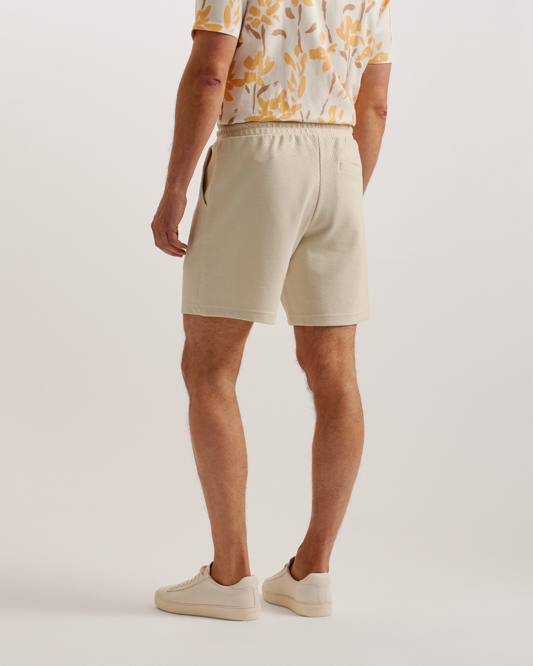 Pensho Relaxed Textured Jersey Shorts Stone
