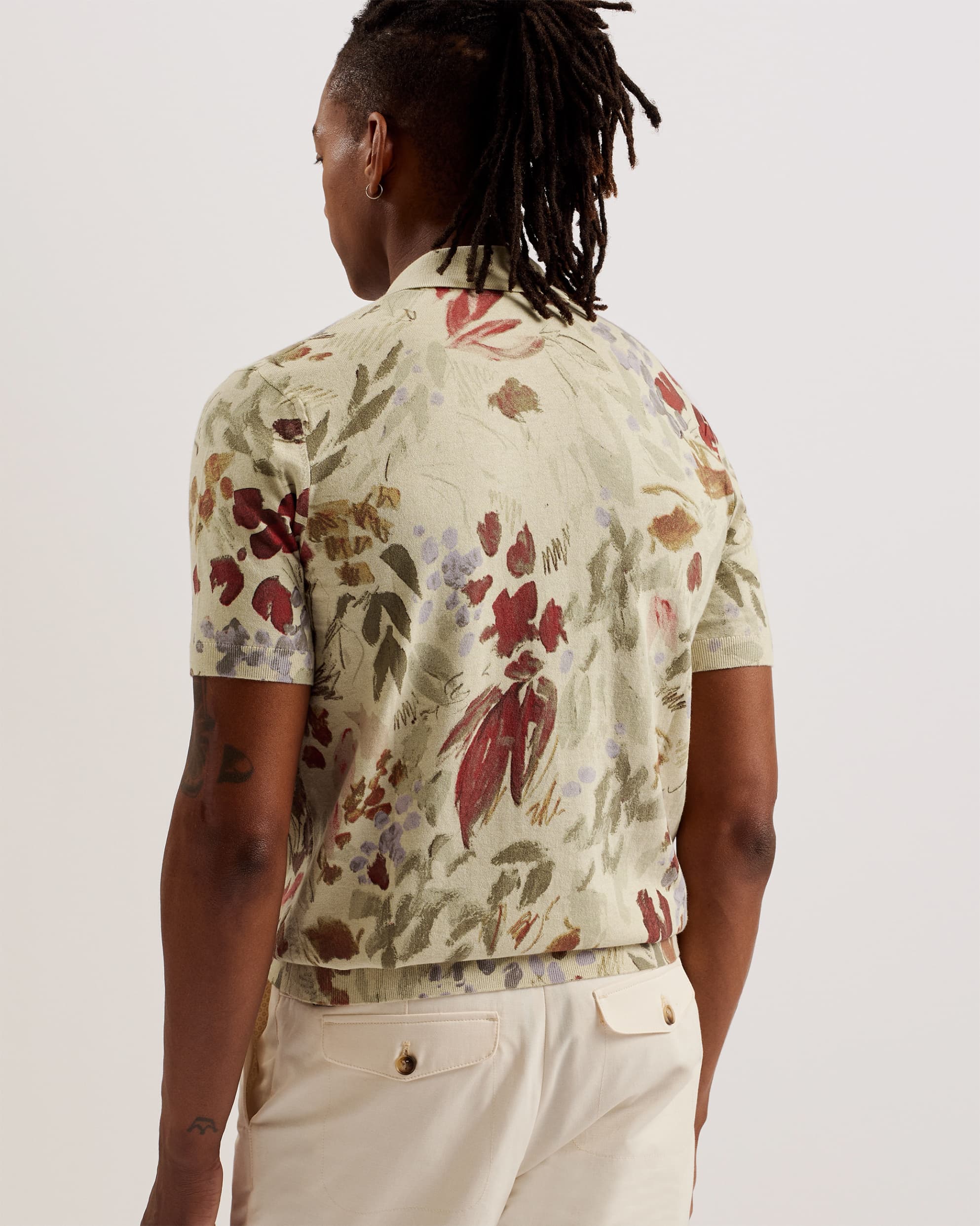 Elsde Regular Fit Printed Zip Polo Shirt Multicol
