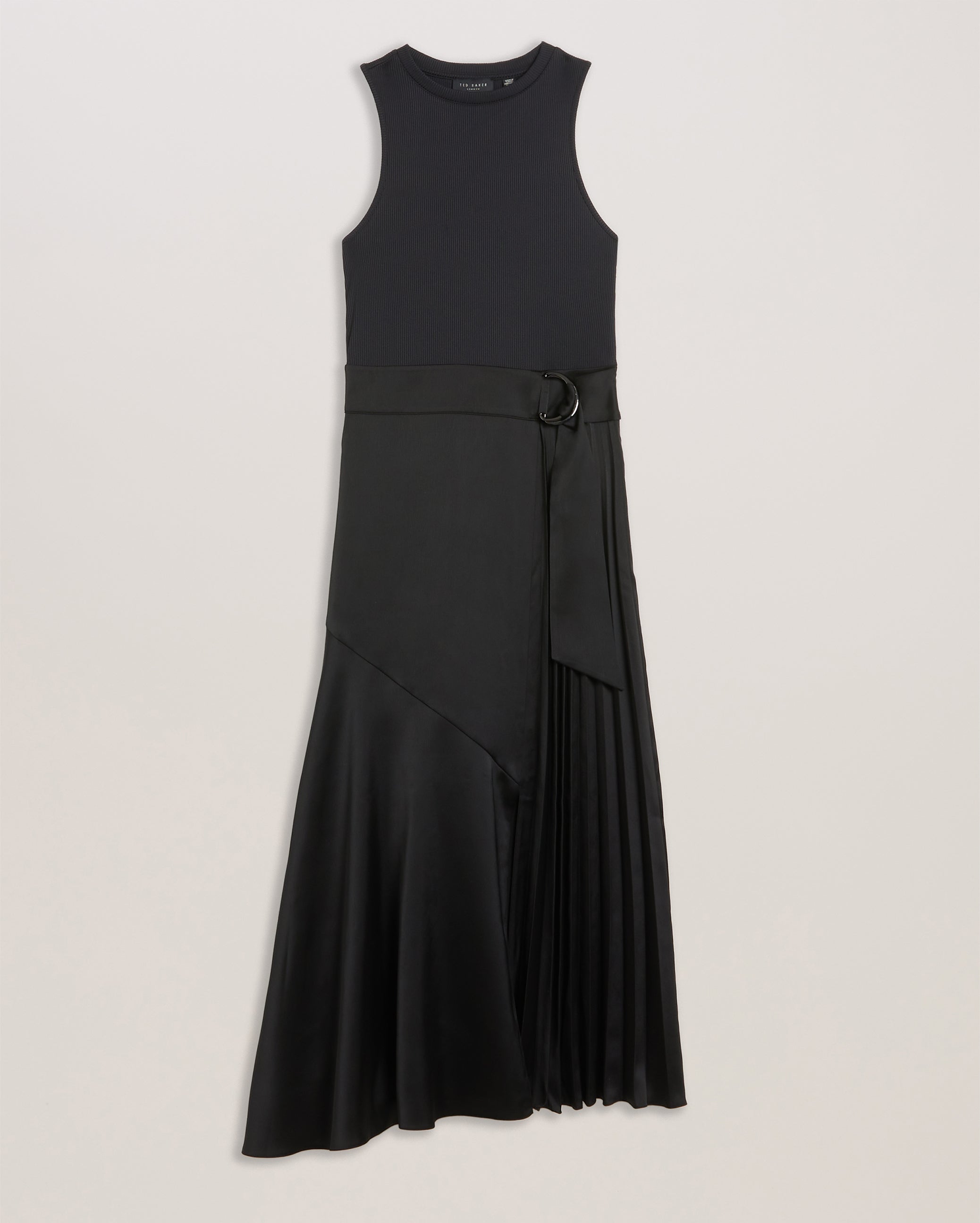 Wiiloww Racer Bodice Dress With Belted Satin Skirt Black