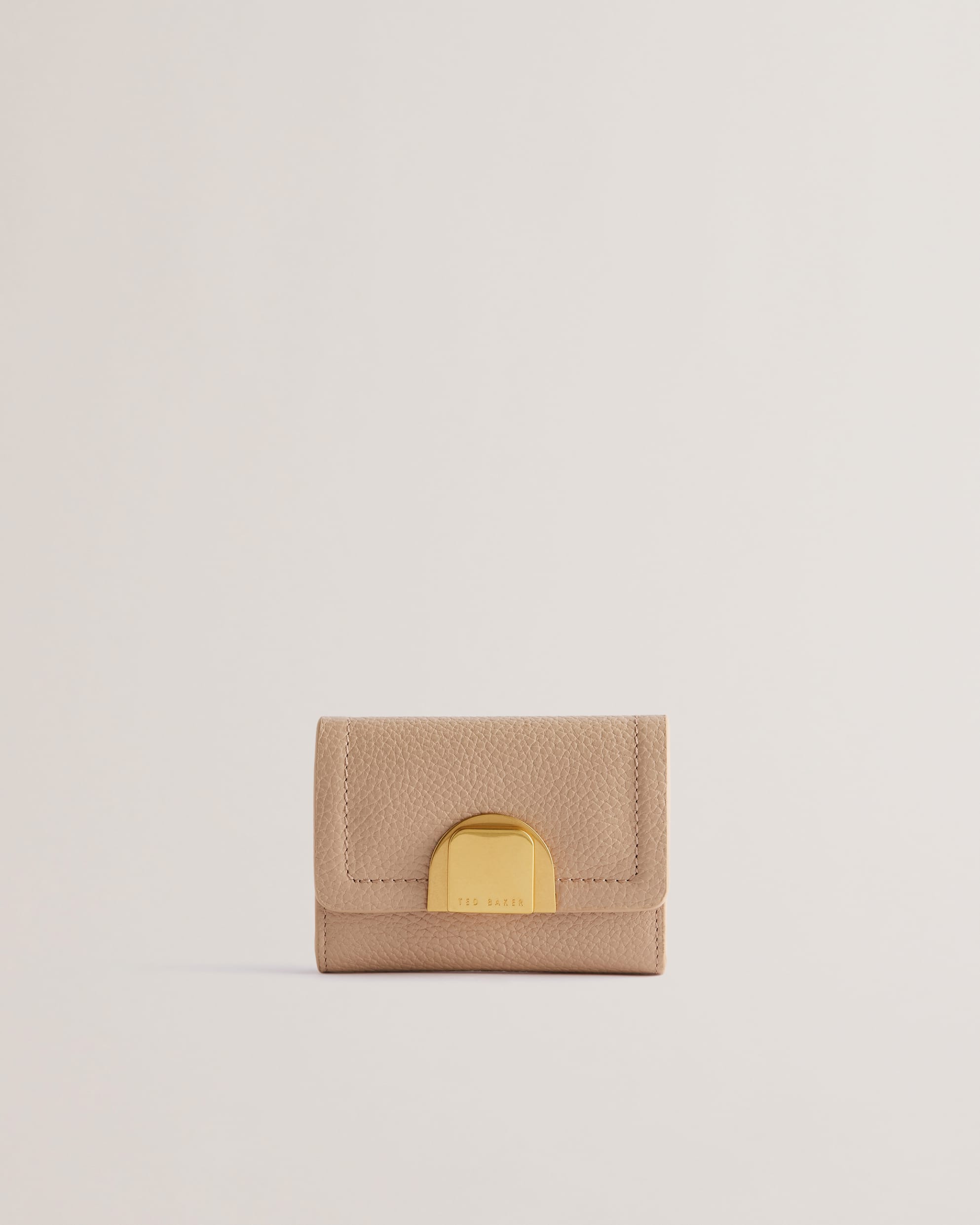 Imperia Lock Detail Small Leather Purse Taupe