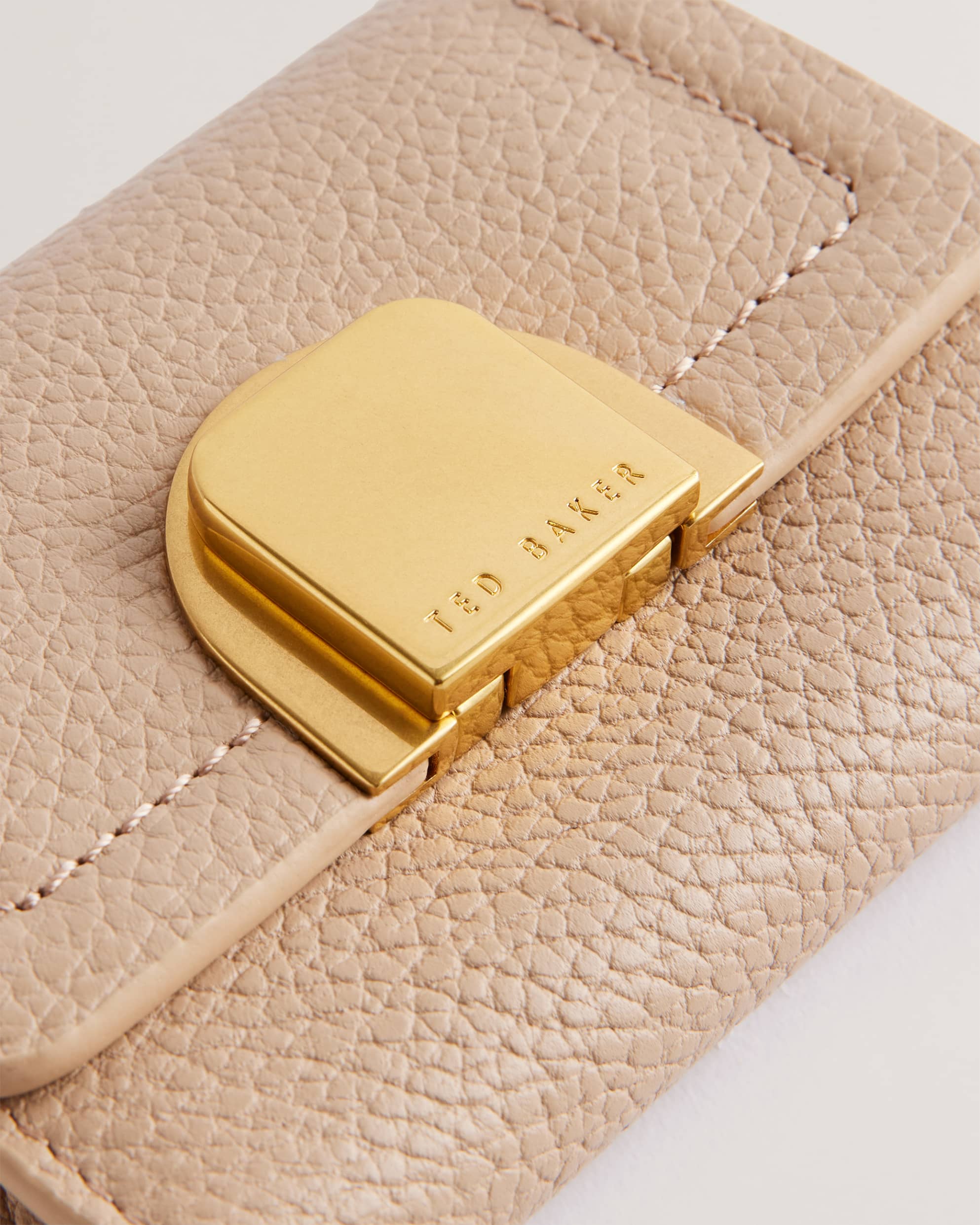 Imperia Lock Detail Small Leather Purse Taupe