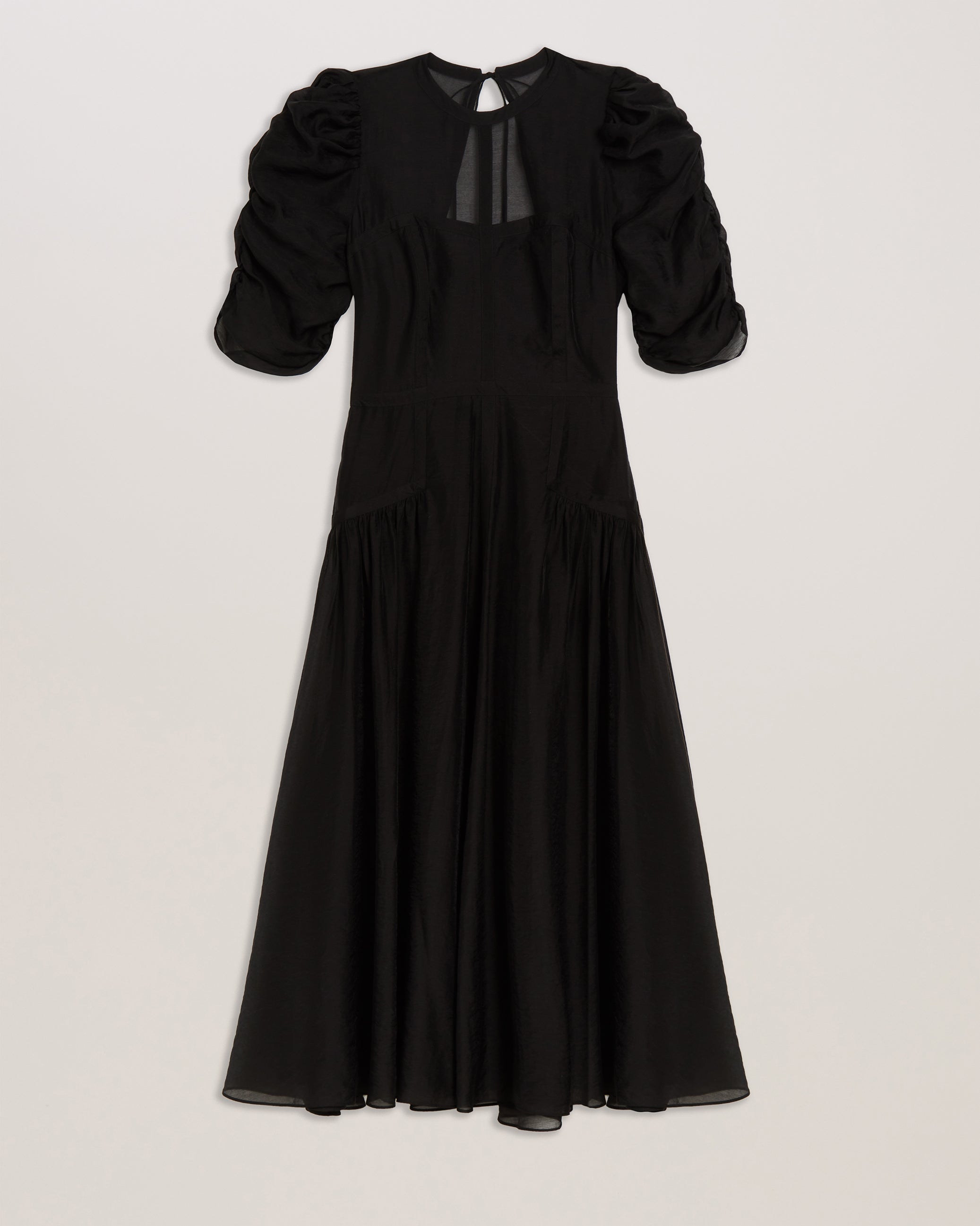 Tatsu Puff Sleeve Midi Dress Black