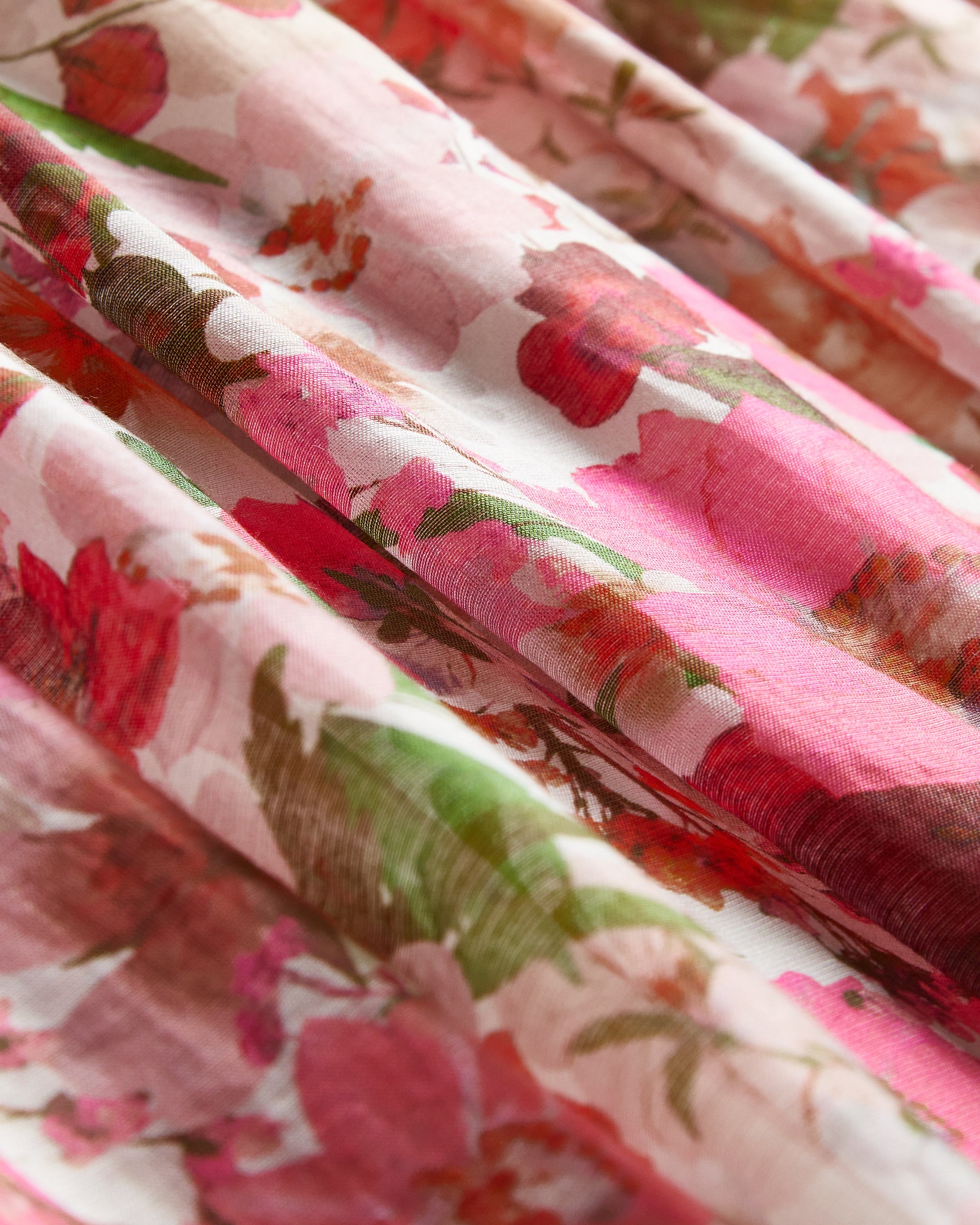 Botani Floral Print Puff Sleeve Midi Dress Pink