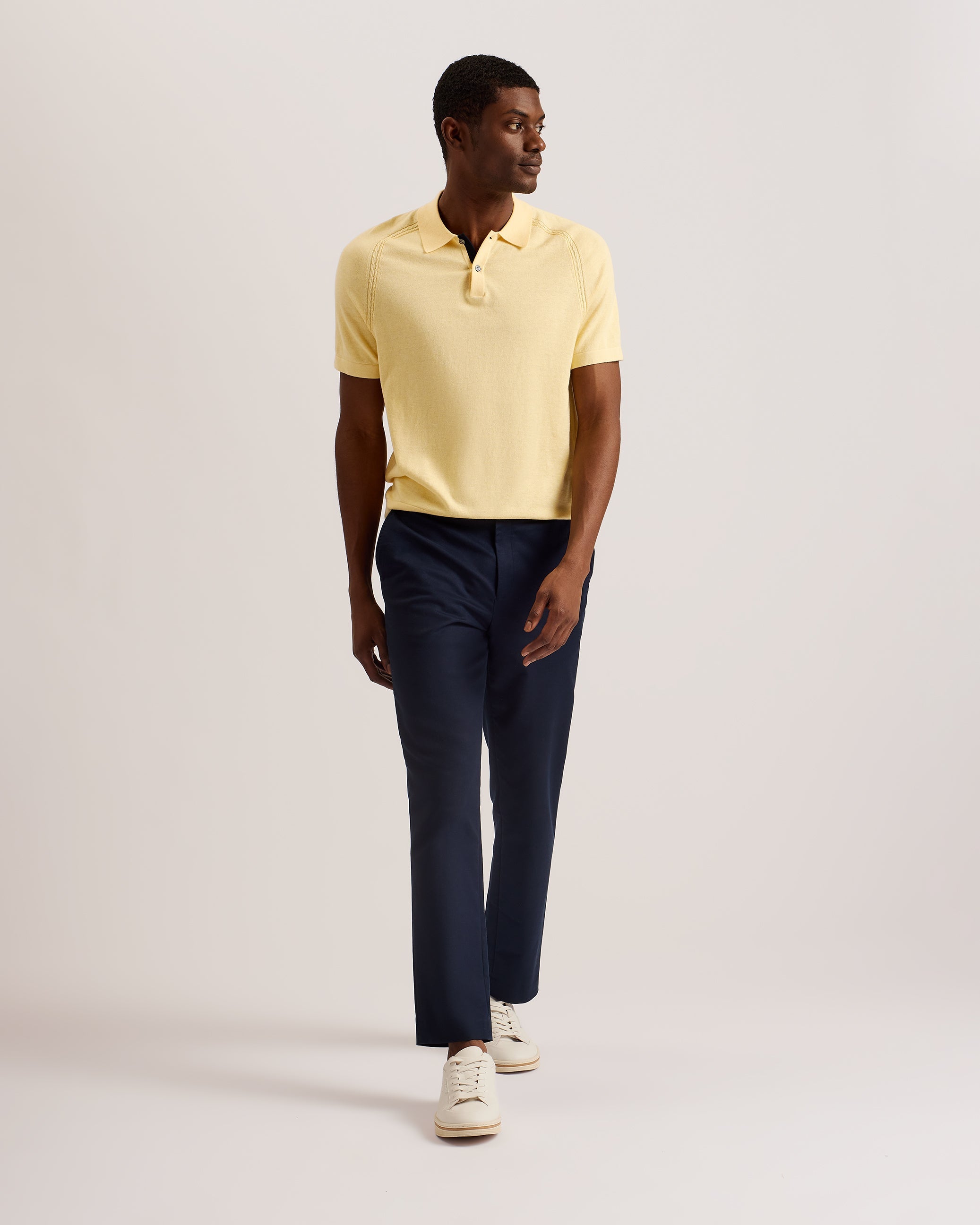 Peltz Ss Regular Silk Blend Polo Lt-Yellow