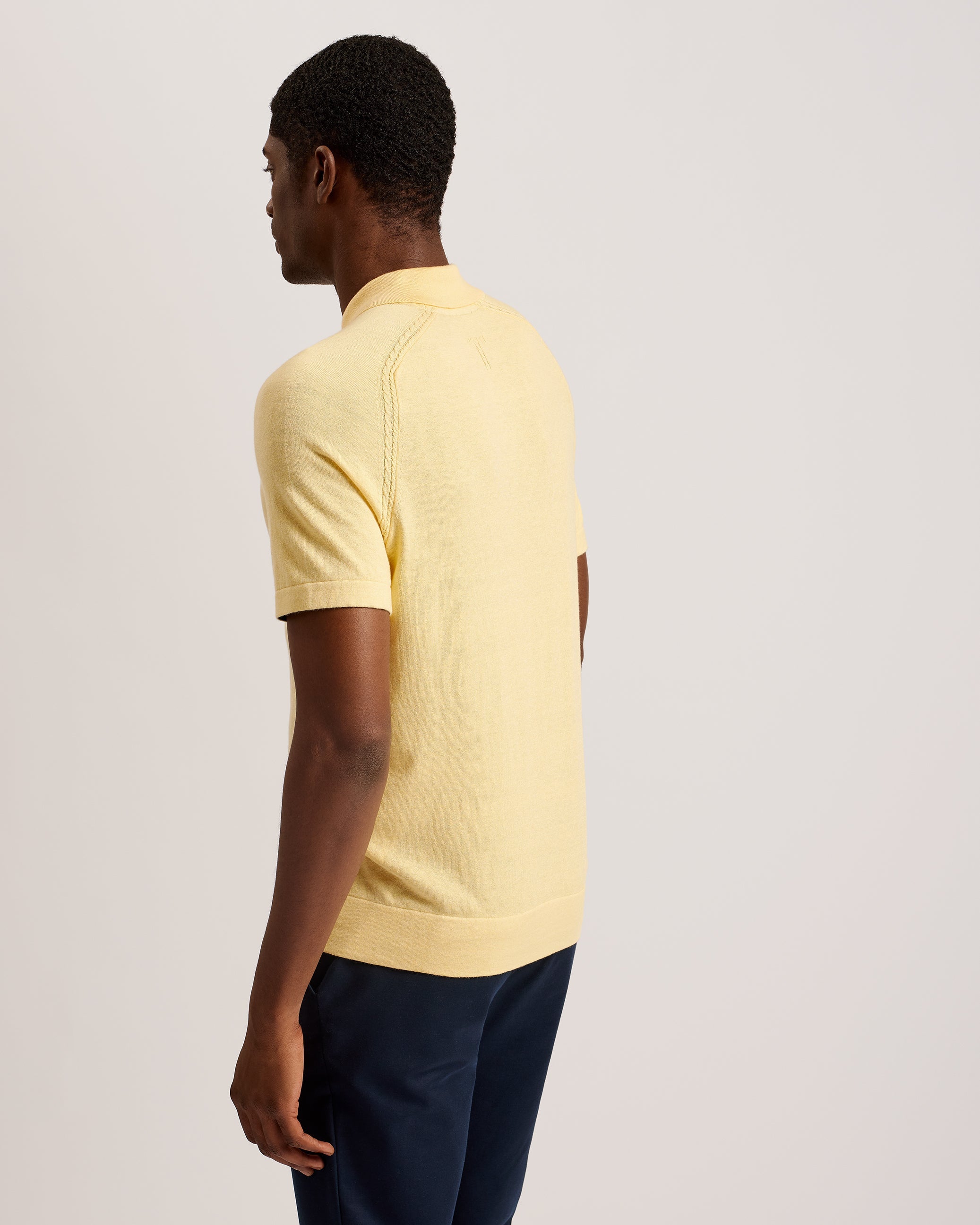 Peltz Ss Regular Silk Blend Polo Lt-Yellow