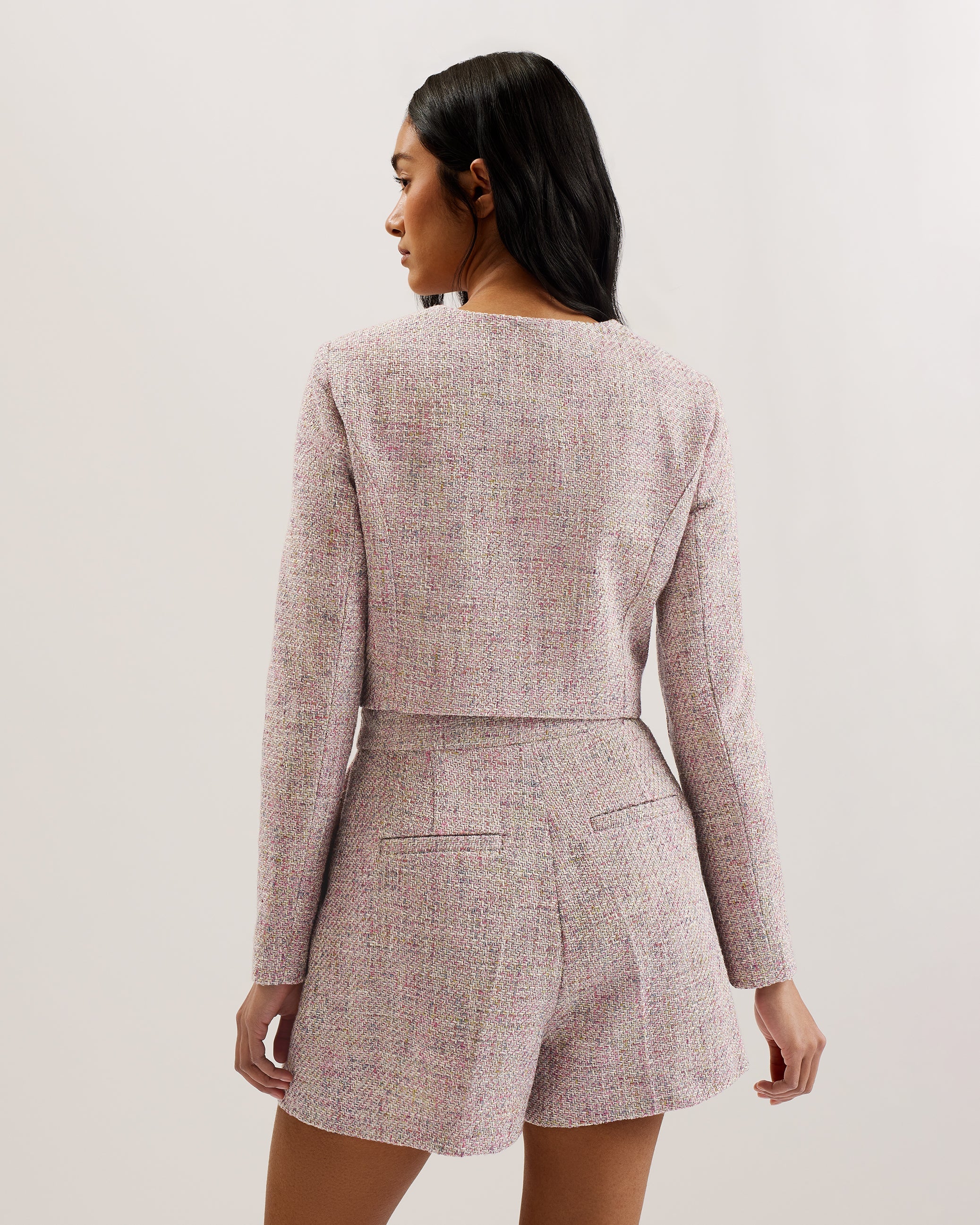 Consta Tailored Fitted Boucle Cropped Jacket Ivory