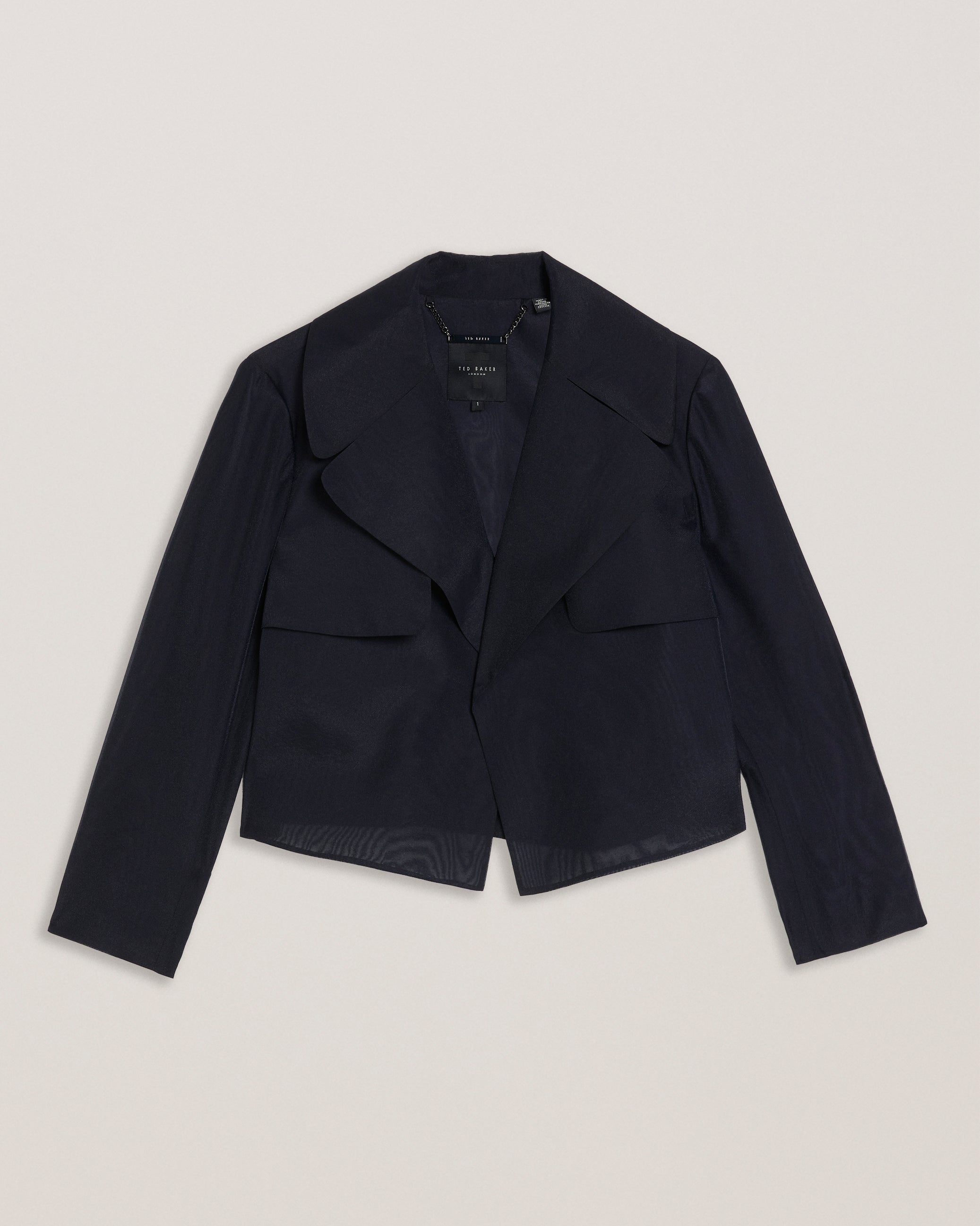 Miki Tailored Organza Cropped Jacket Dk-Blue