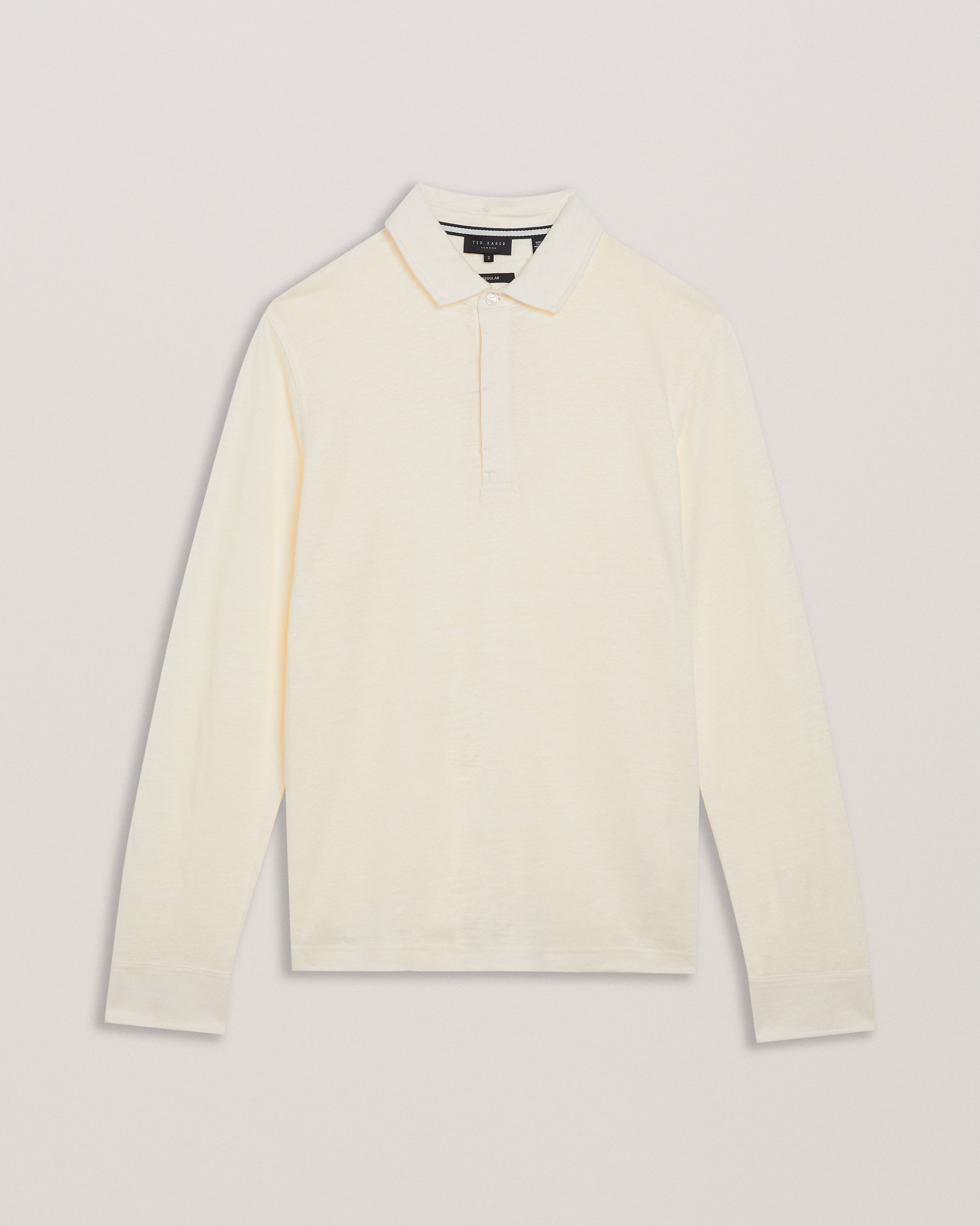 Taron Ls Regular Button Through Polo Ecru