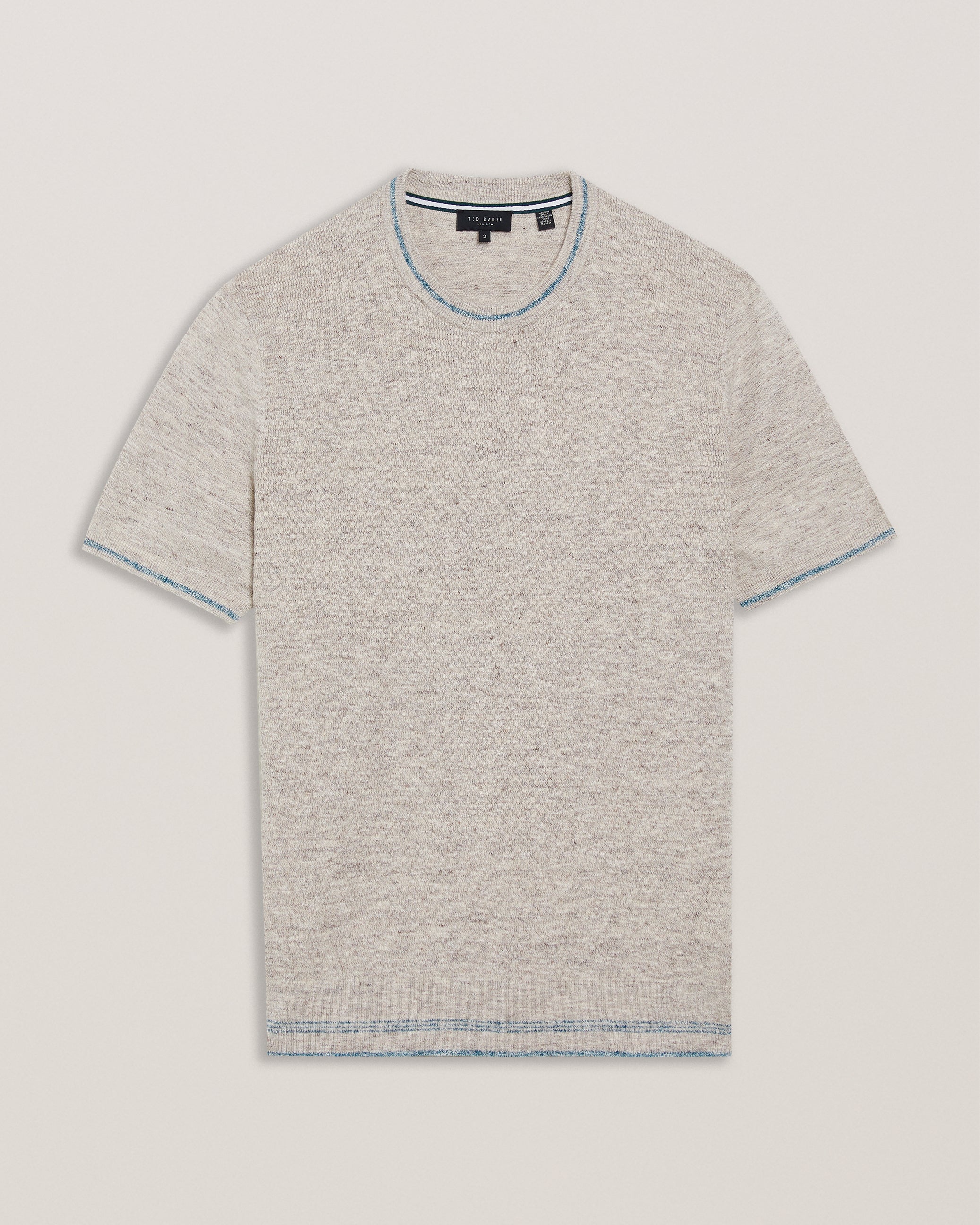 Eriks Ss Regular Textured Front T-Shirt Natural