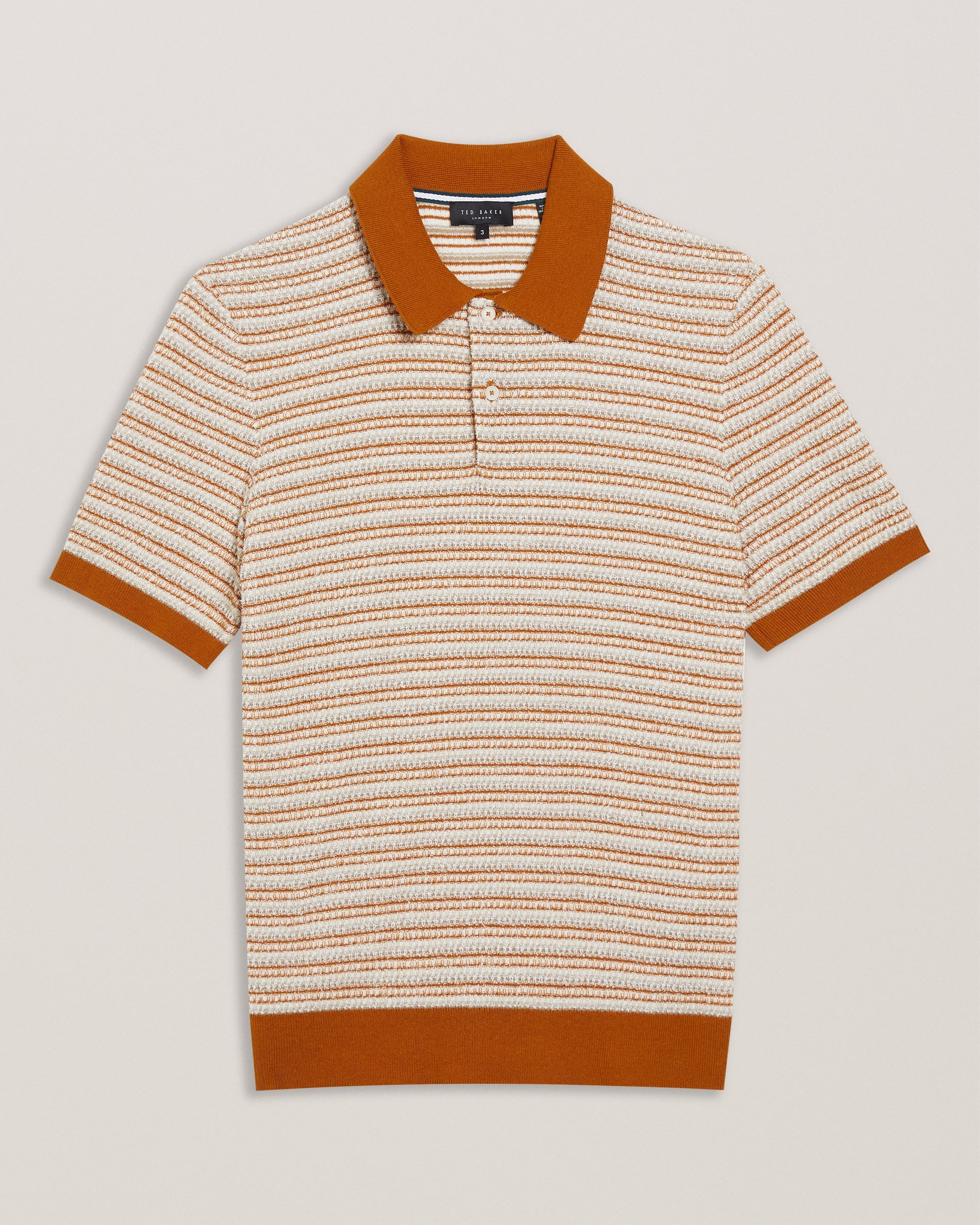 Ather Ss Regular Textured Stripe Polo Brt-Orange