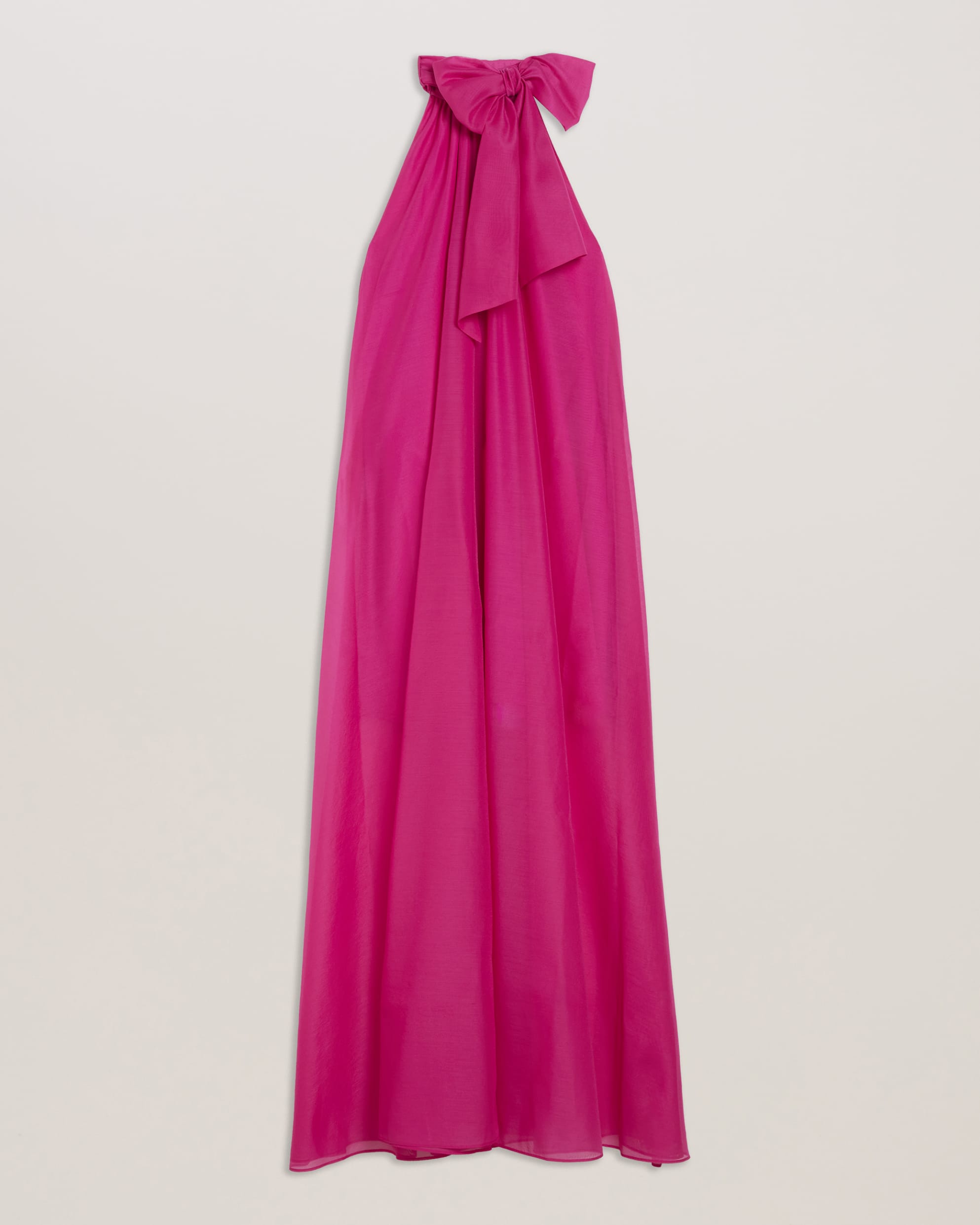 Arikaa Organza Maxi Dress With Tie Neck Brt-Pink