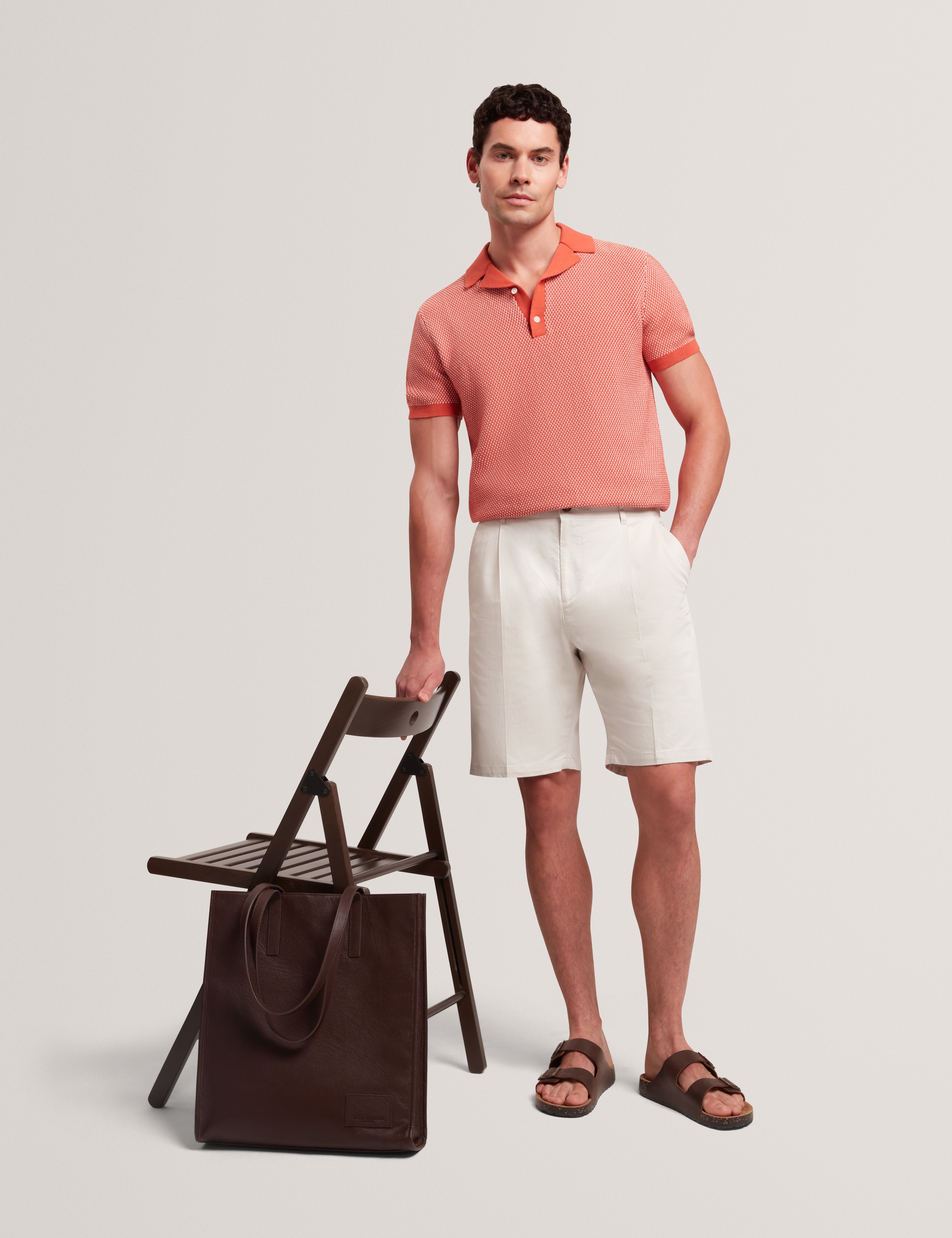 Murley Cotton Linen Pleated Short Ecru