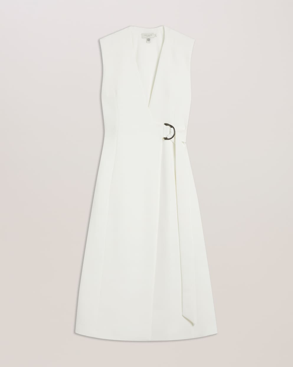 Molenaa Sleeveless Tailored Midi Wrap Dress Ivory