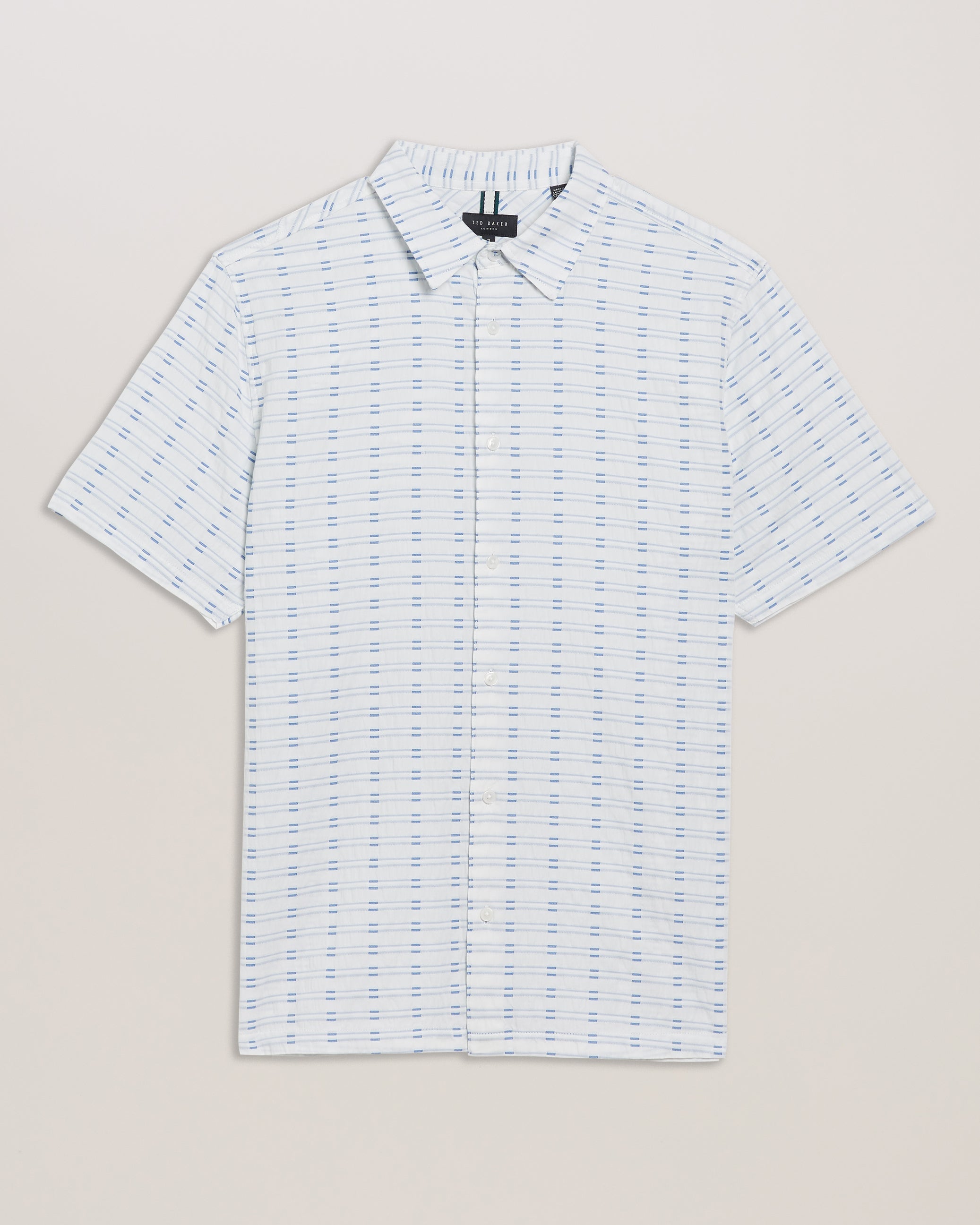 Orions Ss Regular Jacquard Geo Shirt Blue