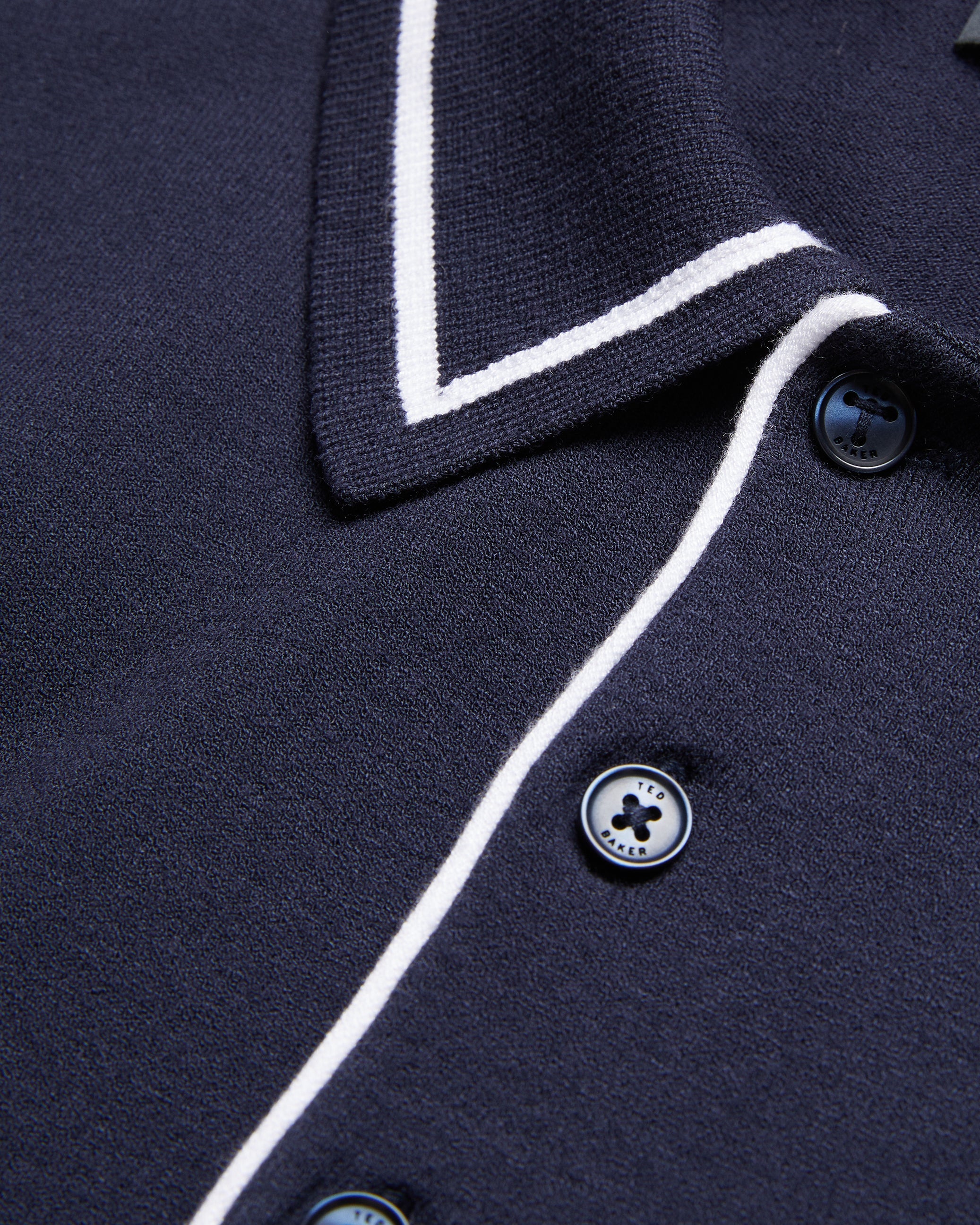 Dunow Ss Pointelle Diamond Polo Navy