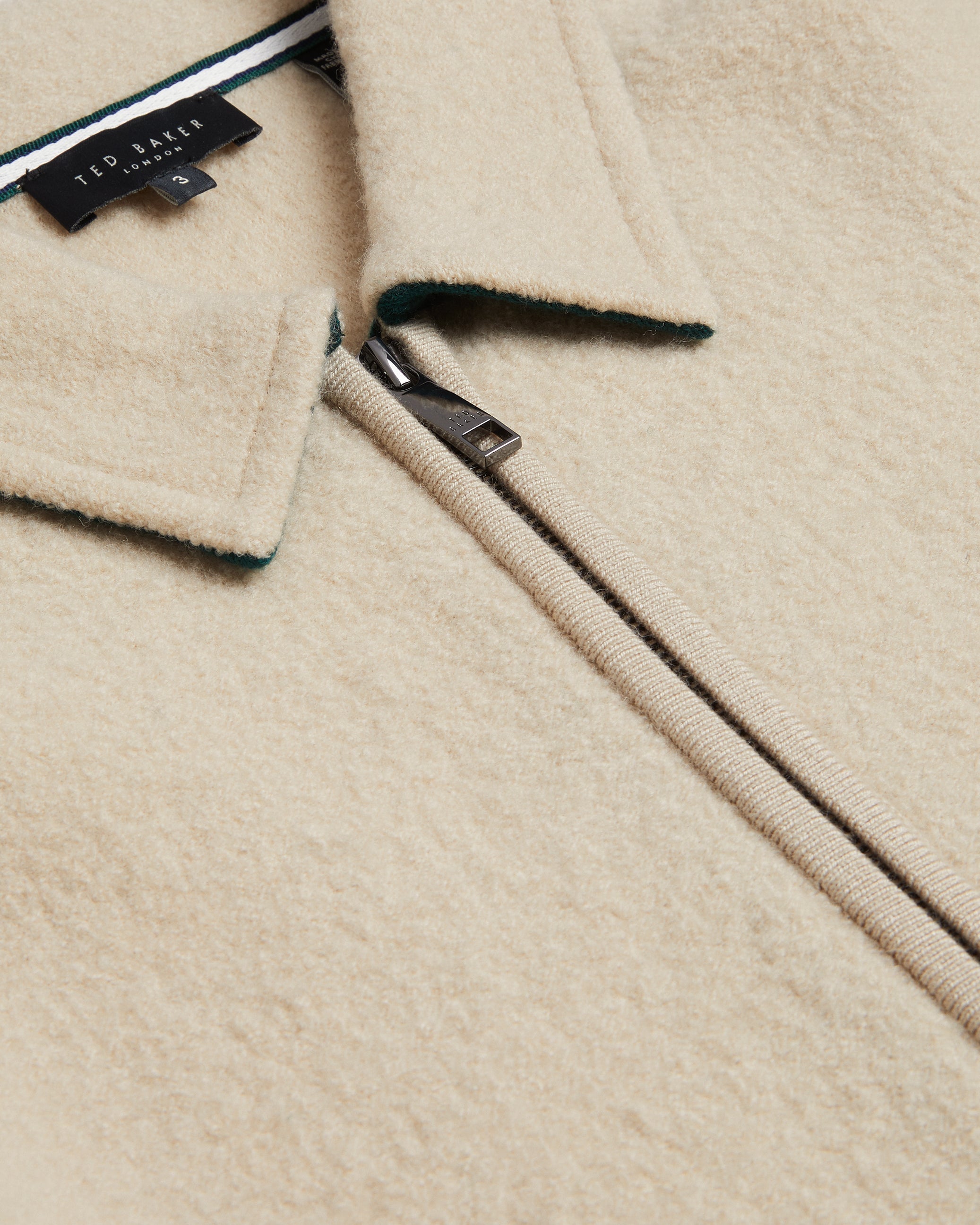 Herling Ls Boucle Wool Zip Through Taupe