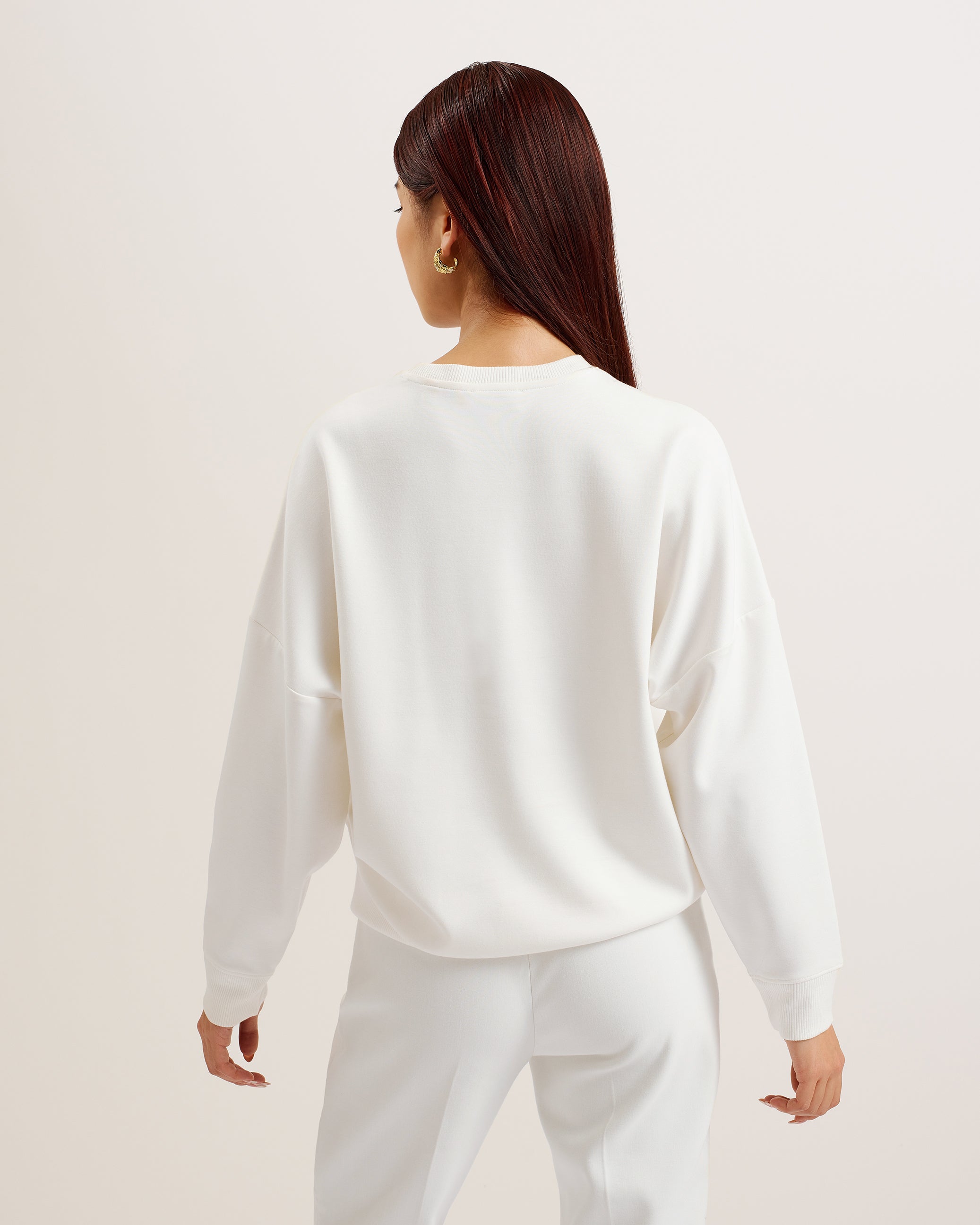 Bayleyy Sequin Graphic Embellished Sweatshirt White
