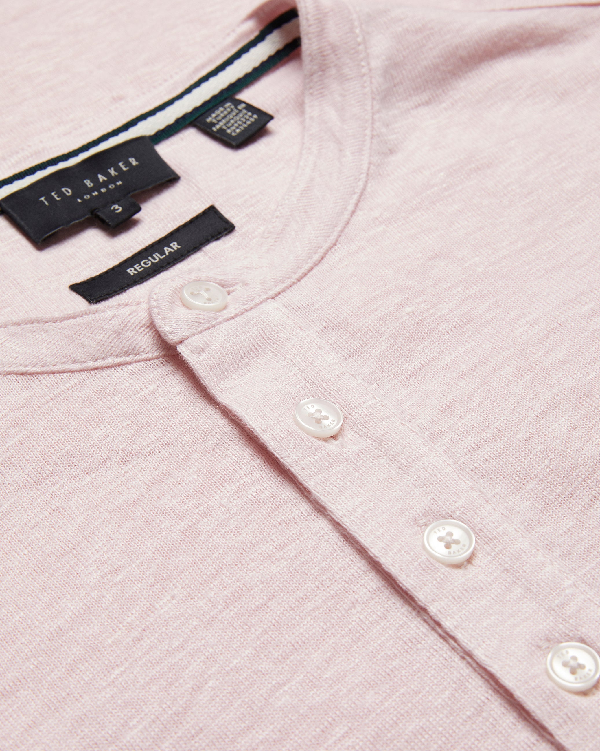 Gamle Ls Linen Henley Lt-Pink