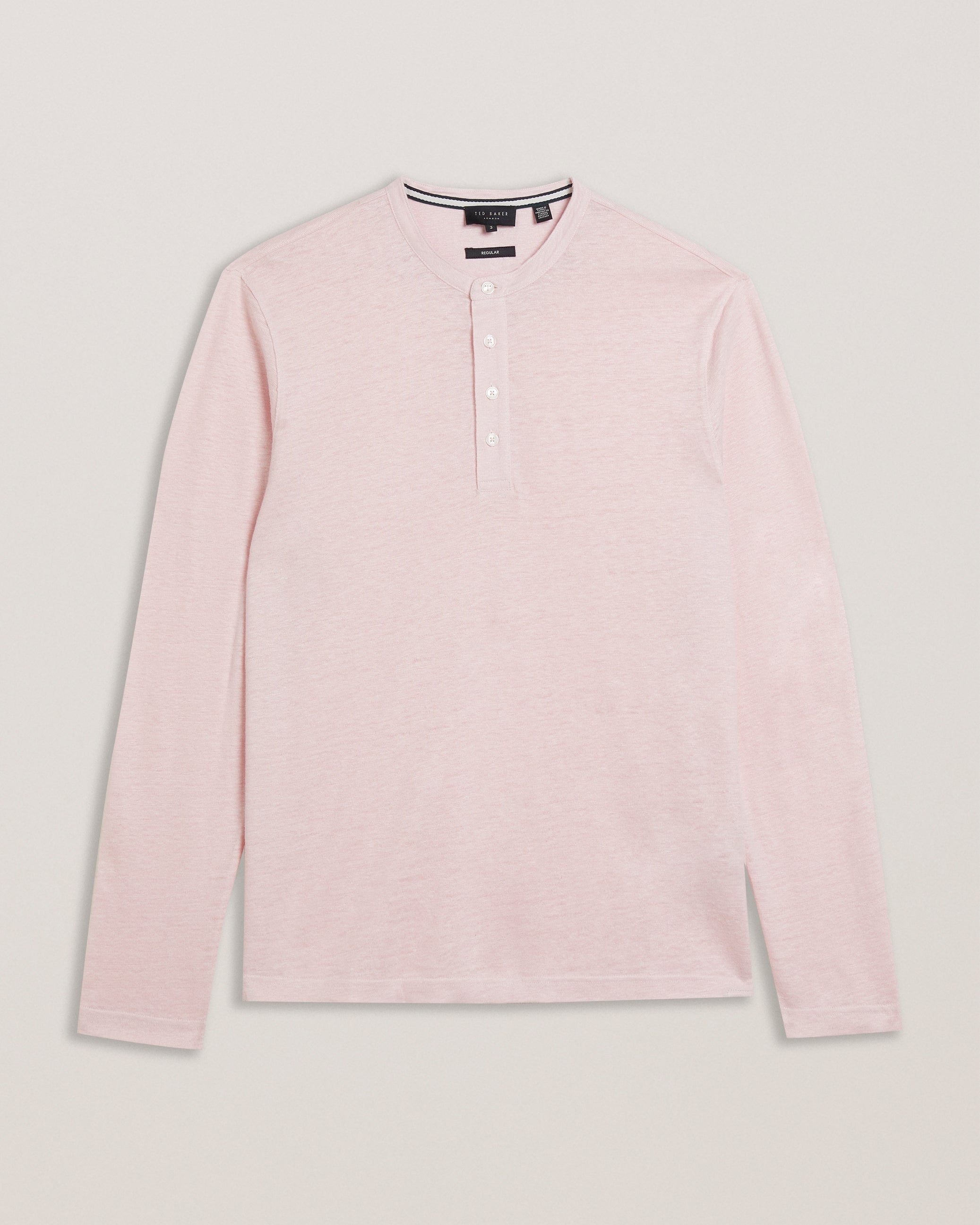 Gamle Ls Linen Henley Lt-Pink