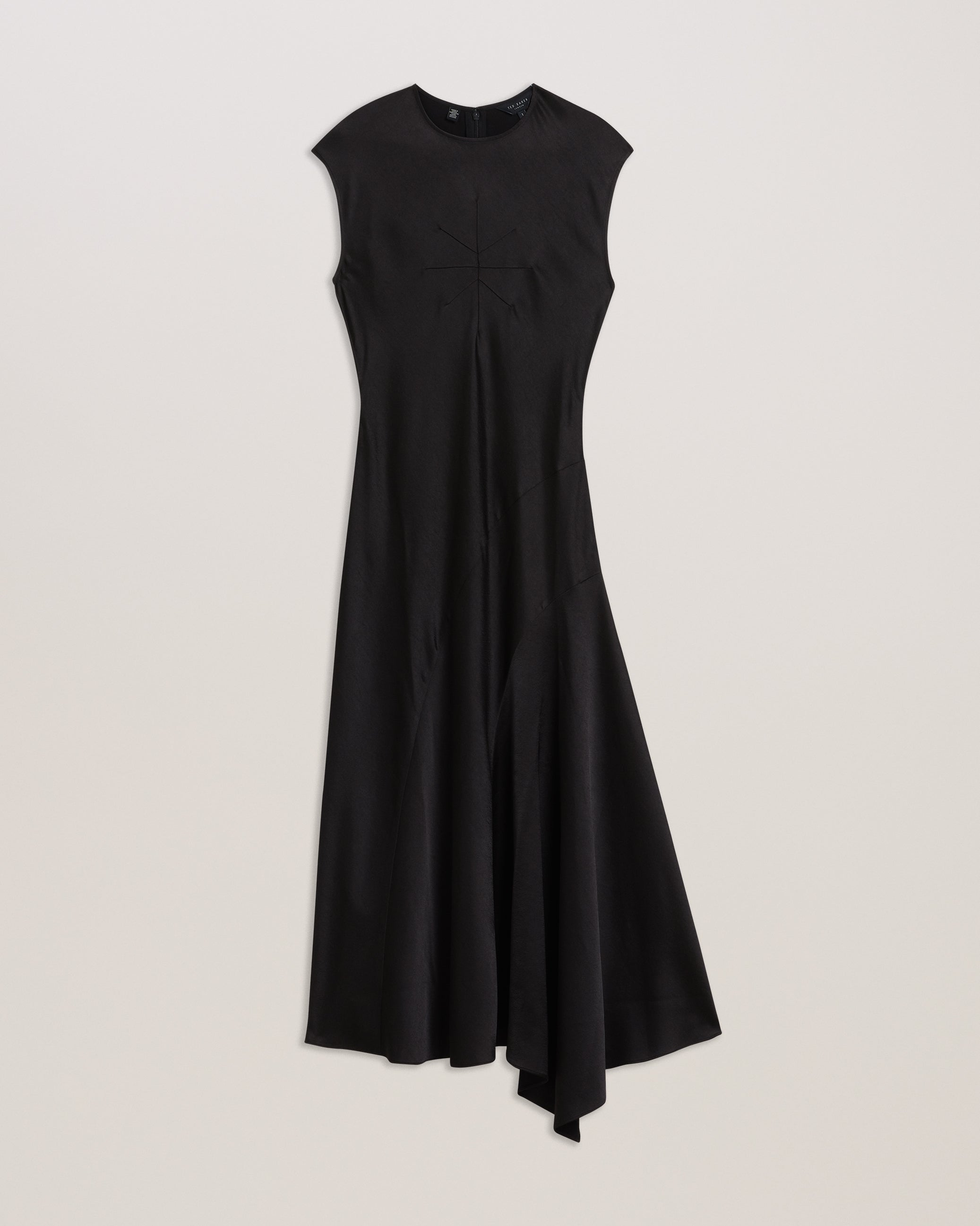 Frasia Asymmetric Midi Dress With Curved Seams Black